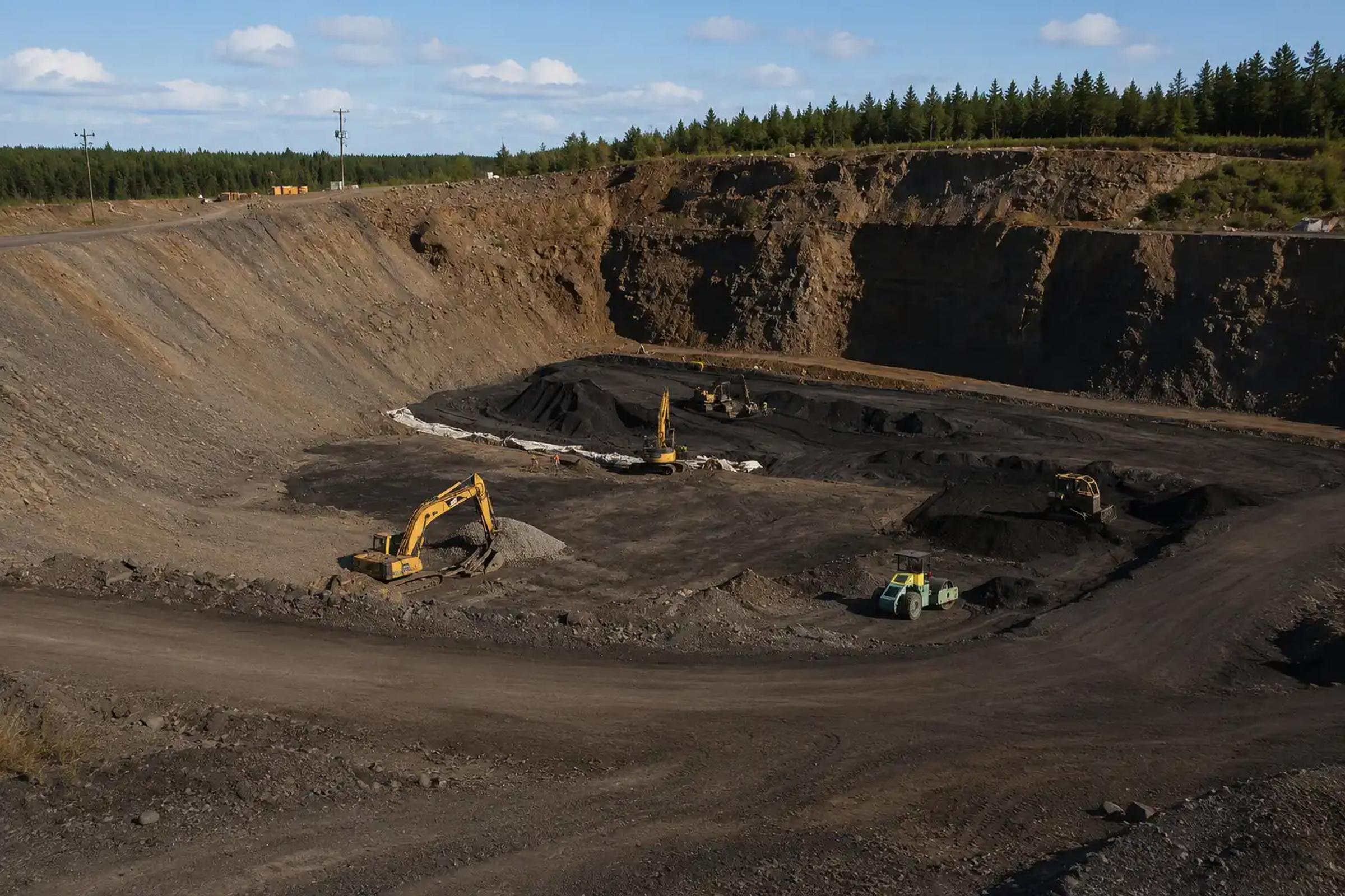 Mining operations and earthworks at the Quinsam site.