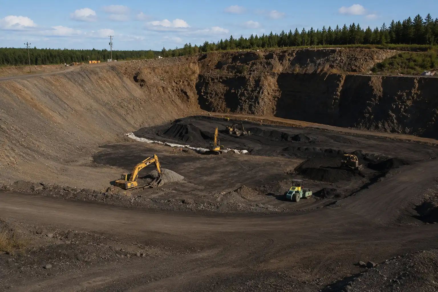 Mining operations and earthworks at the Quinsam site.