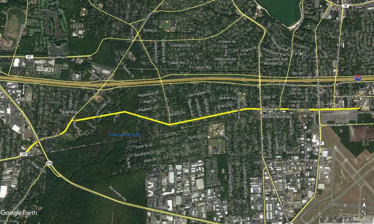 Aerial mapping showing the Johnson Avenue project corridor.
