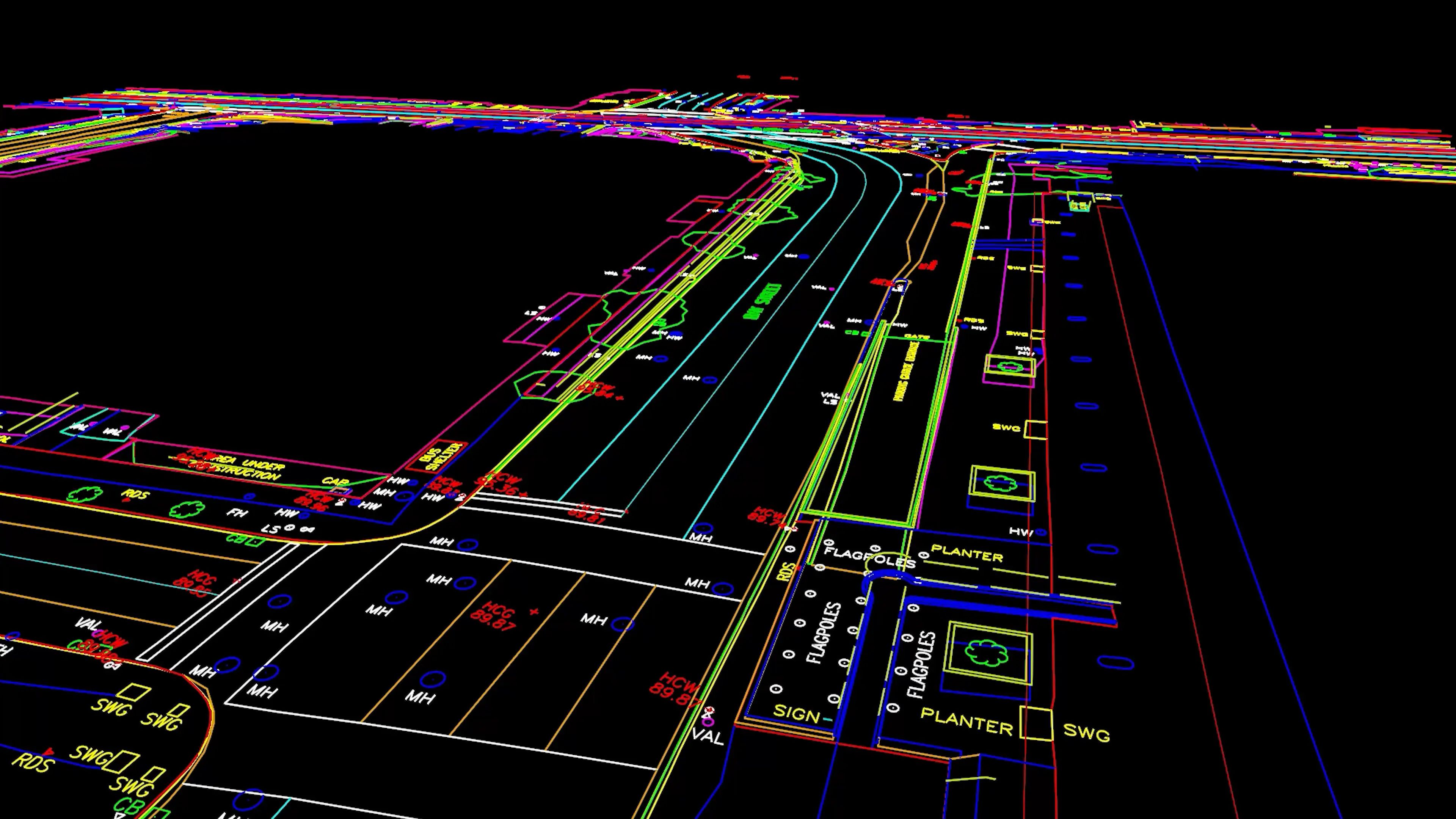 Digital roadway model created from mobile LiDAR scanning.