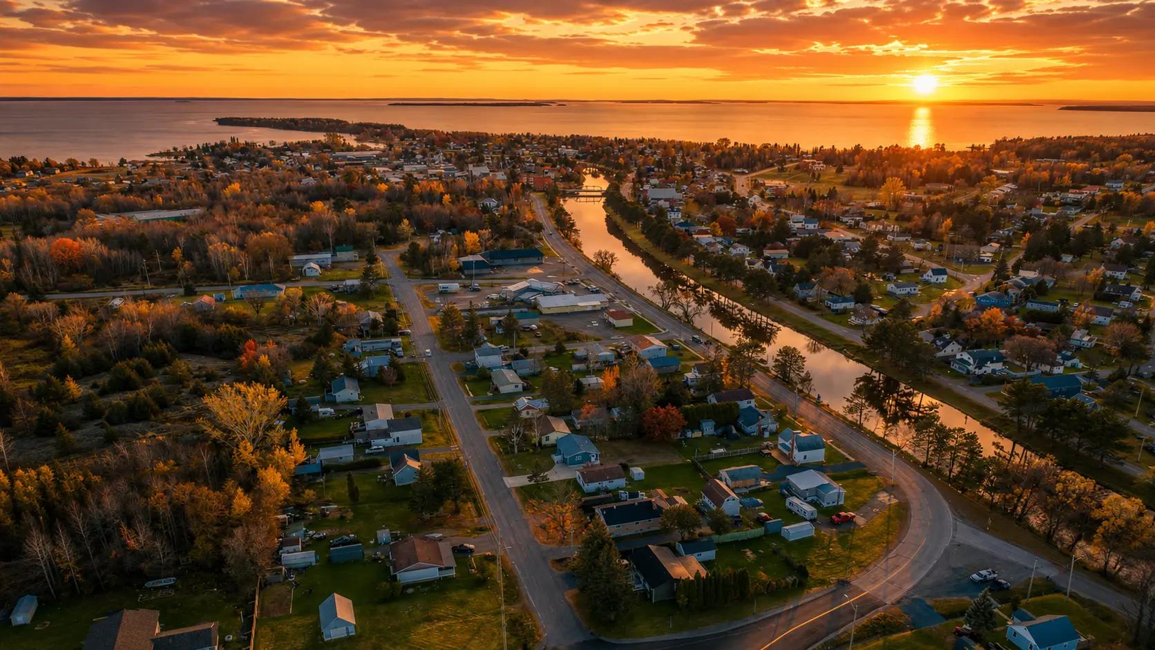 Aerial view of Thessalon, Ontario.