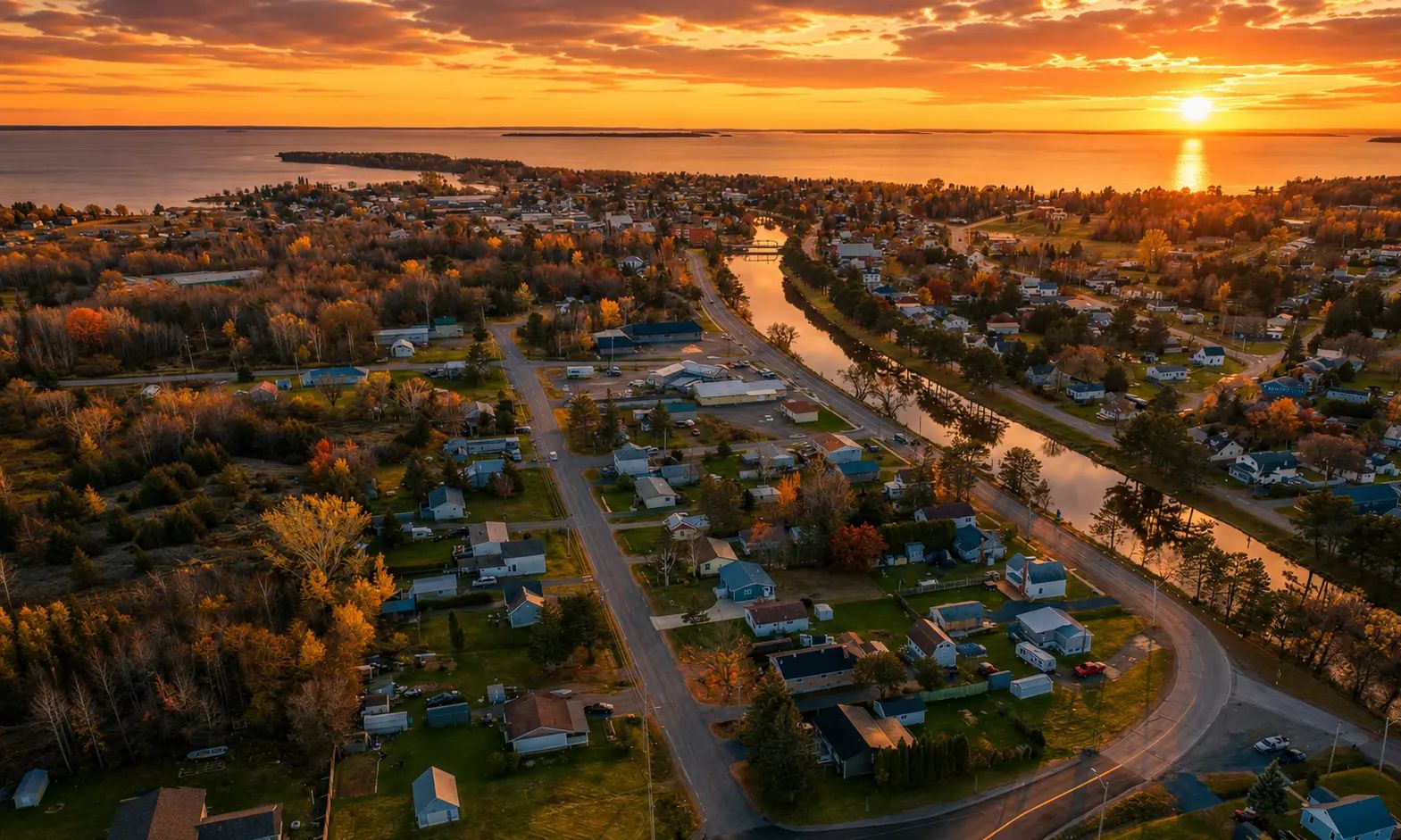 Aerial view of Thessalon, Ontario.