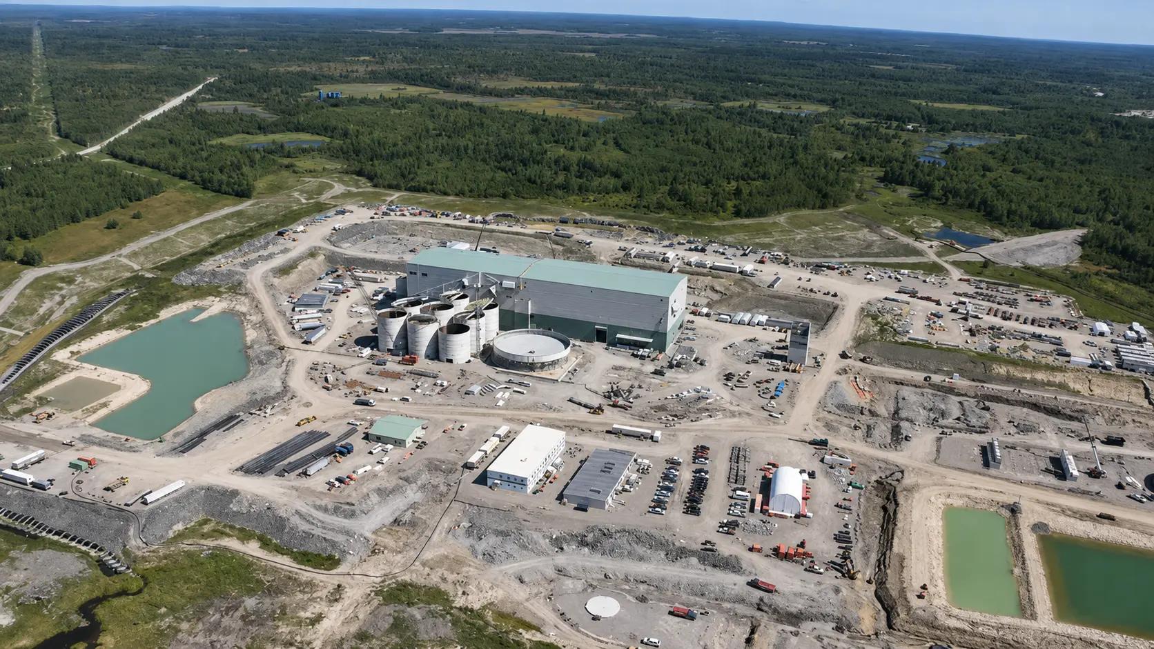 Aerial view of the Rainy River Mine site and processing facilities.