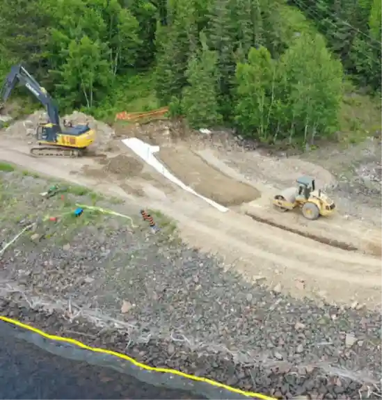 Aerial view of works associated with an MPT dam raise design project.