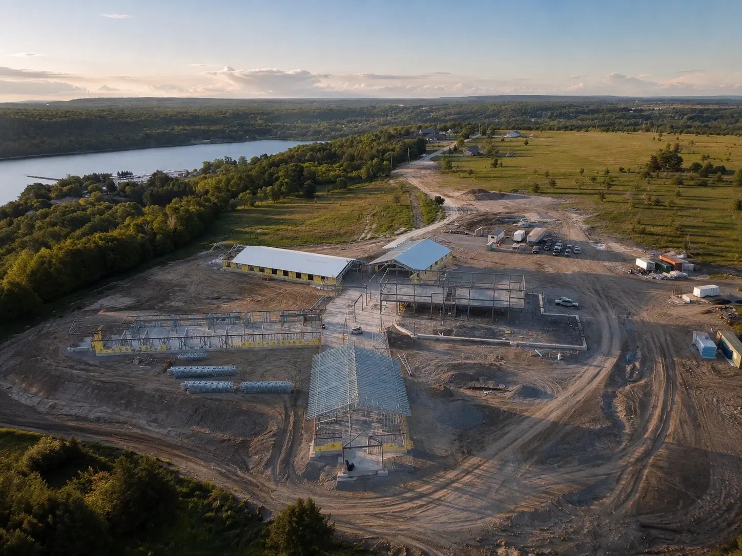 Aerial view of the St. Joseph's construction site and building footprint.