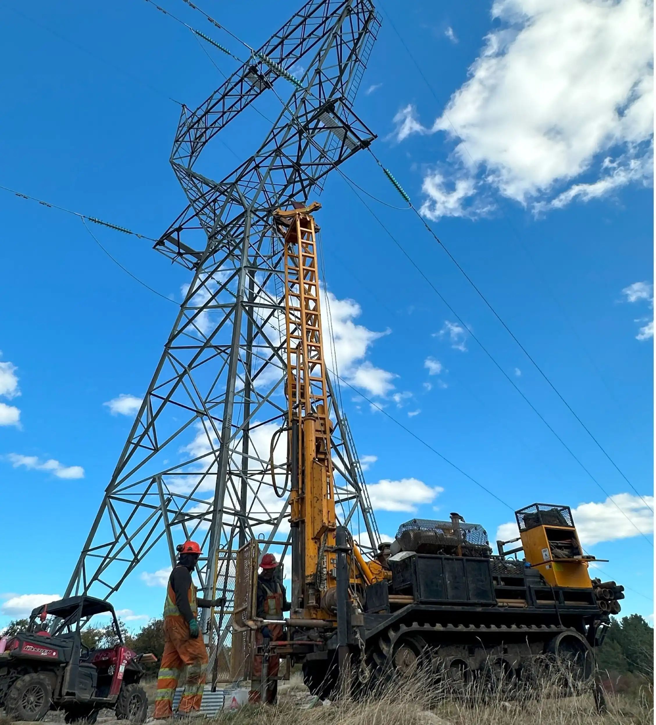 Transmission line structure and construction activity on the St. Clair project.