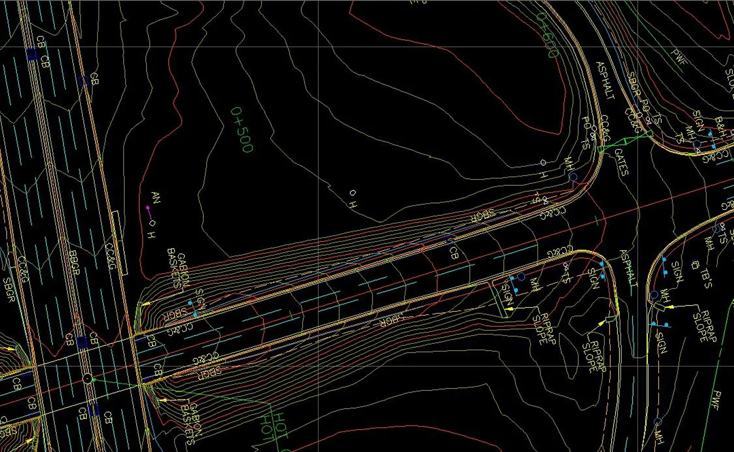 Survey and contour mapping for a Highway 400 corridor.
