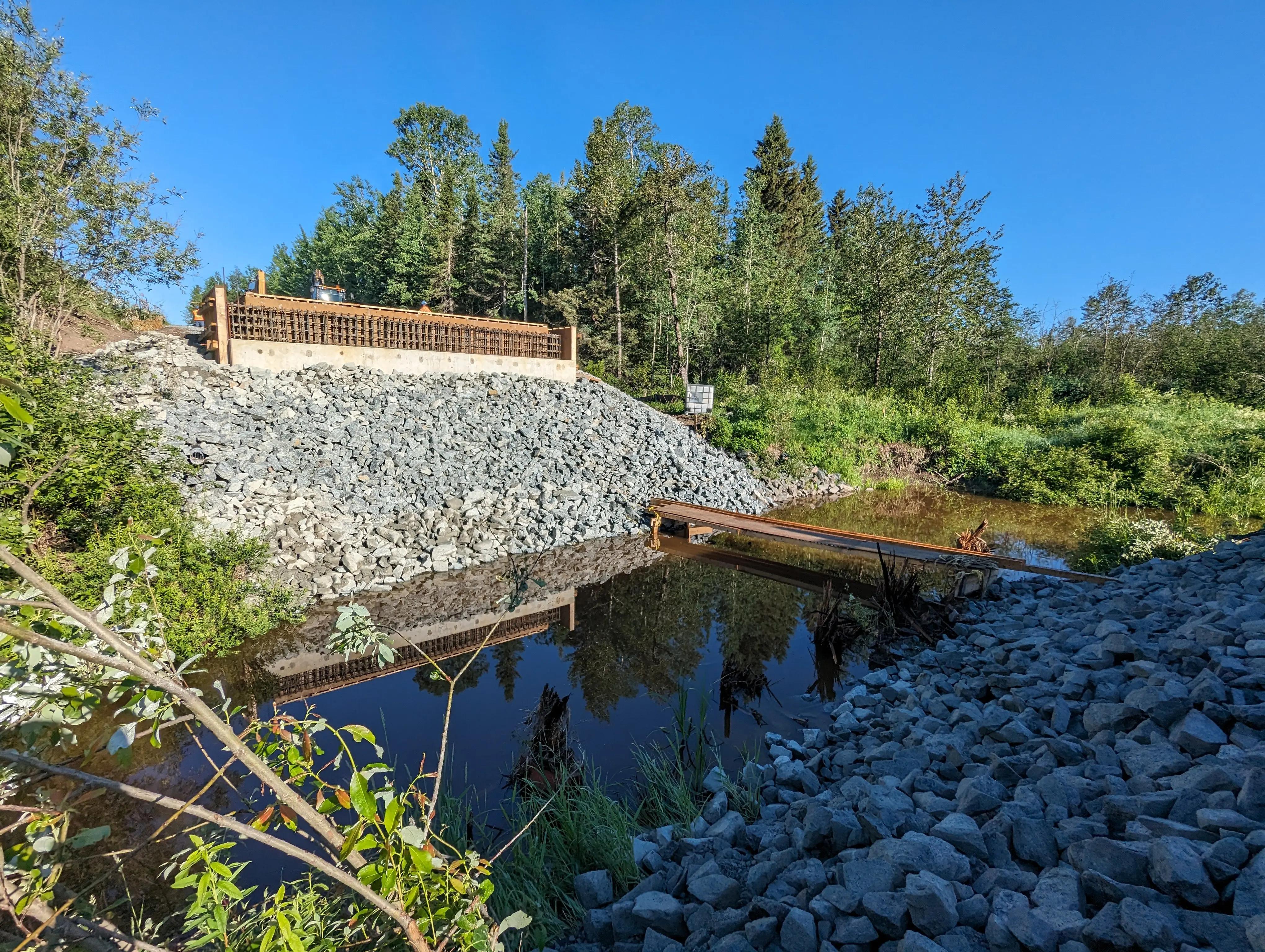 Completed Nahma Road bridge replacement over a small watercourse.