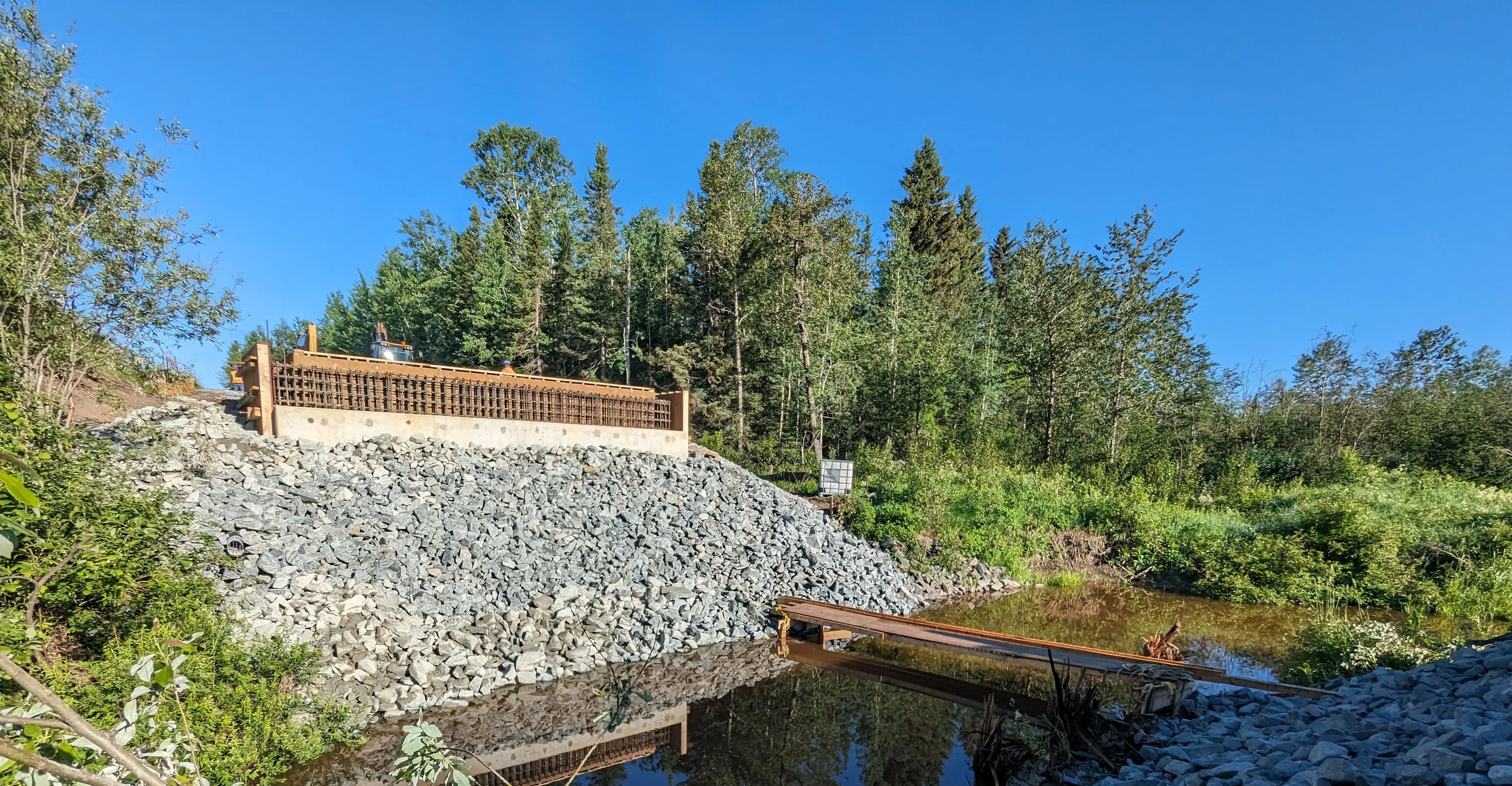Completed Nahma Road bridge replacement over a small watercourse.
