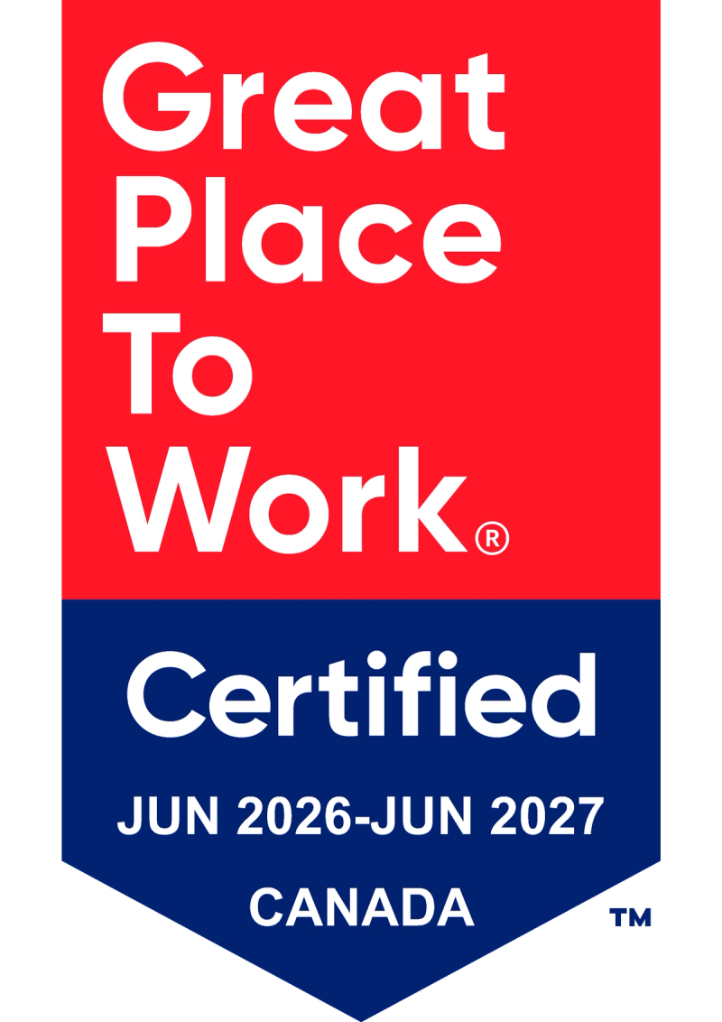 Great Place to Work Certified Canada 2026 to 2027 badge.
