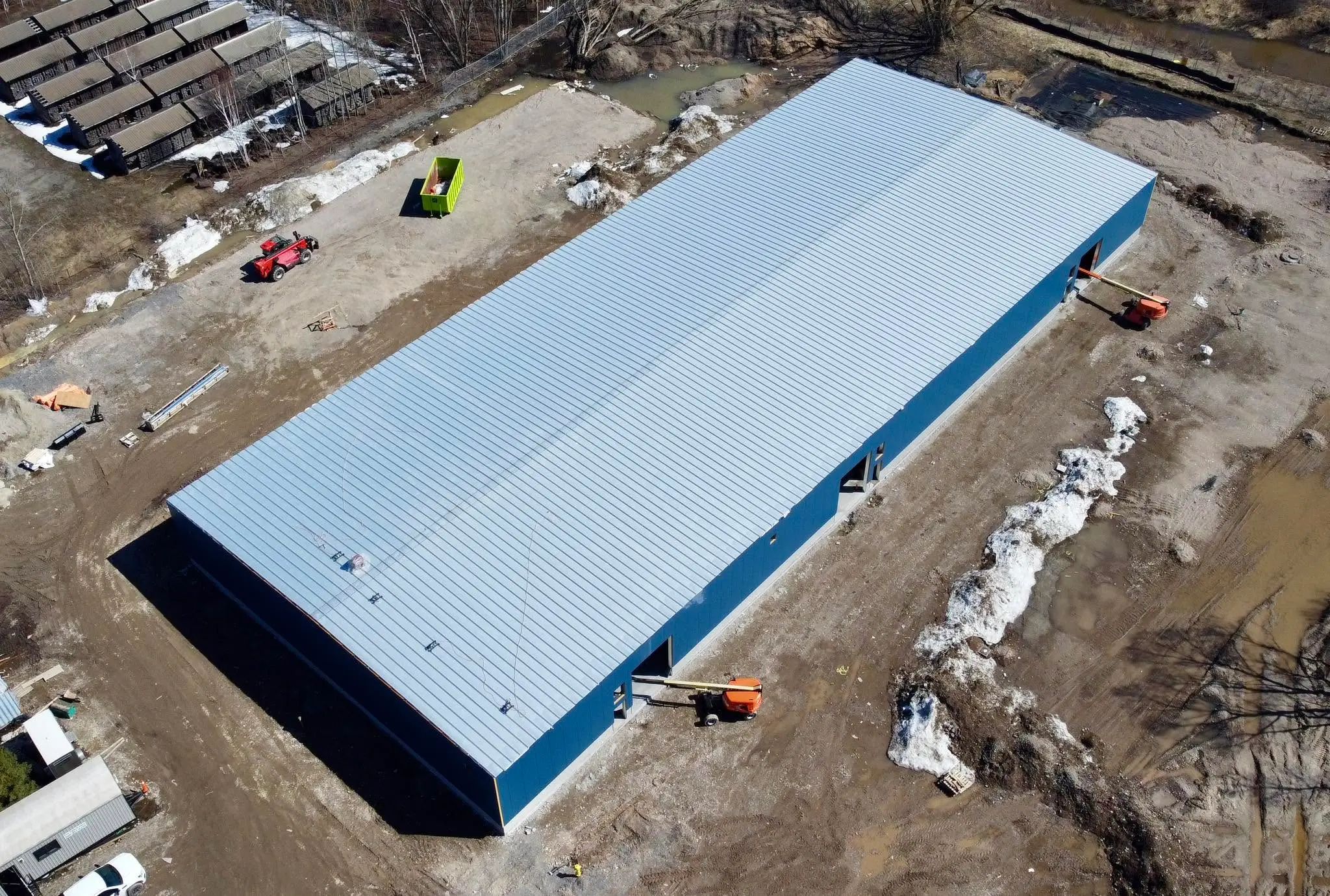 Aerial view of the Great Lakes Fishery facility during construction.