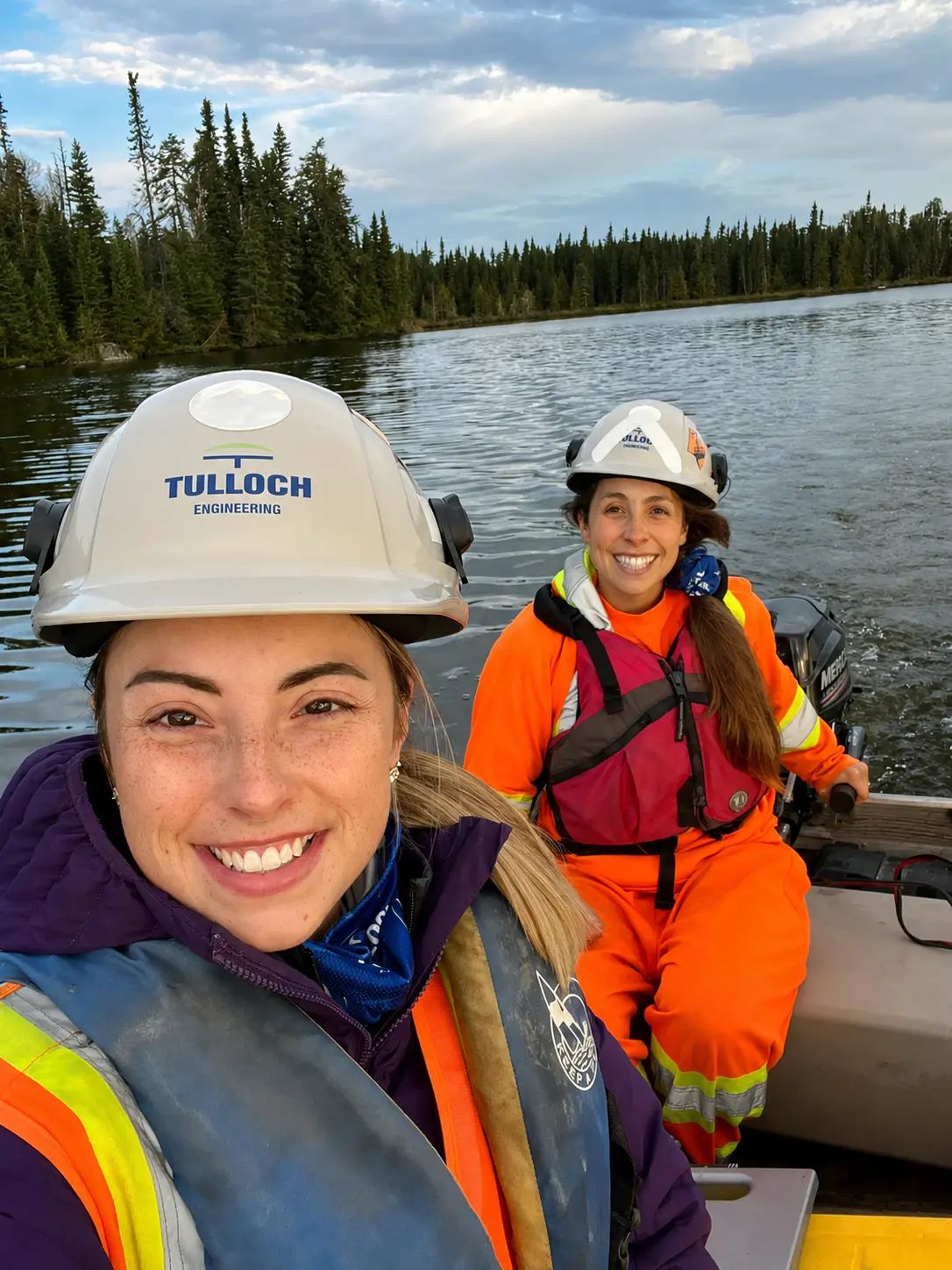 Environmental team during boating adventure.