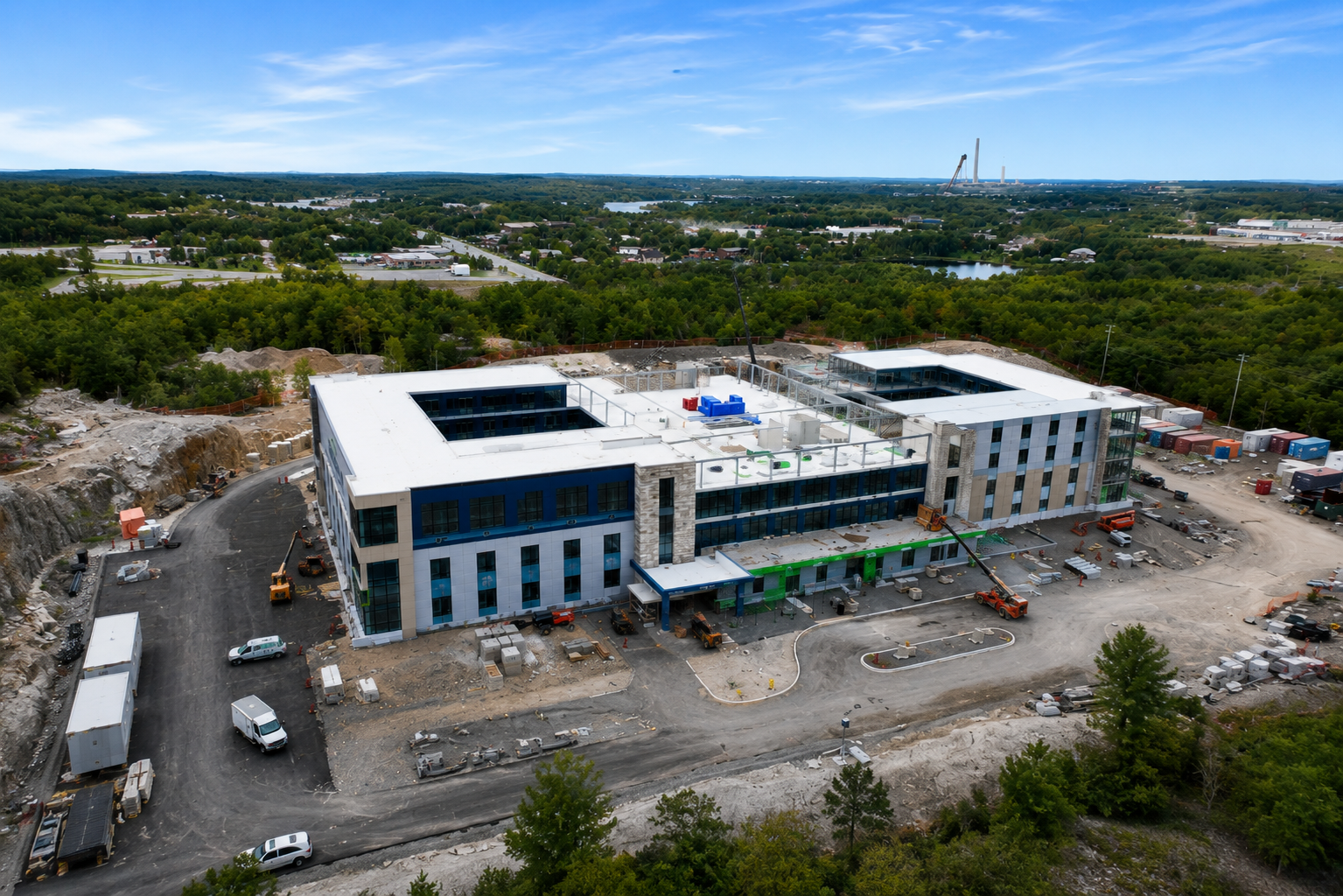 Aerial view of the Extendicare Countryside long-term care facility and surrounding site.