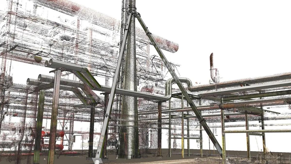 Existing structural steel framing inside an industrial facility.