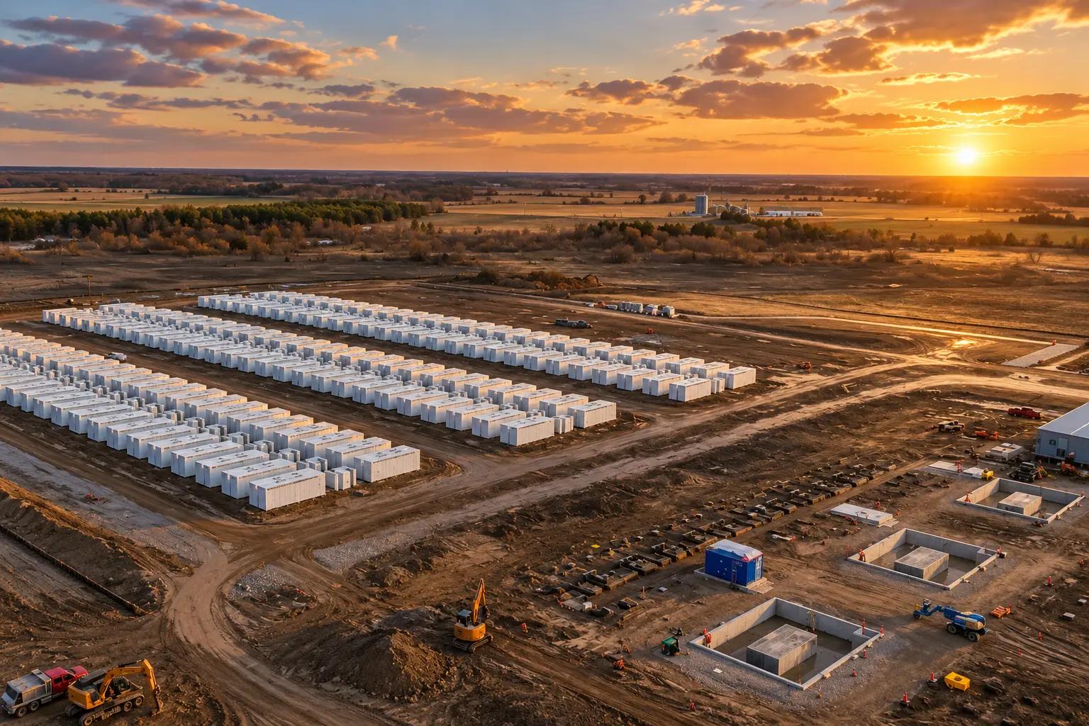 Aerial view of the Hagersville battery energy storage facility in Ontario.