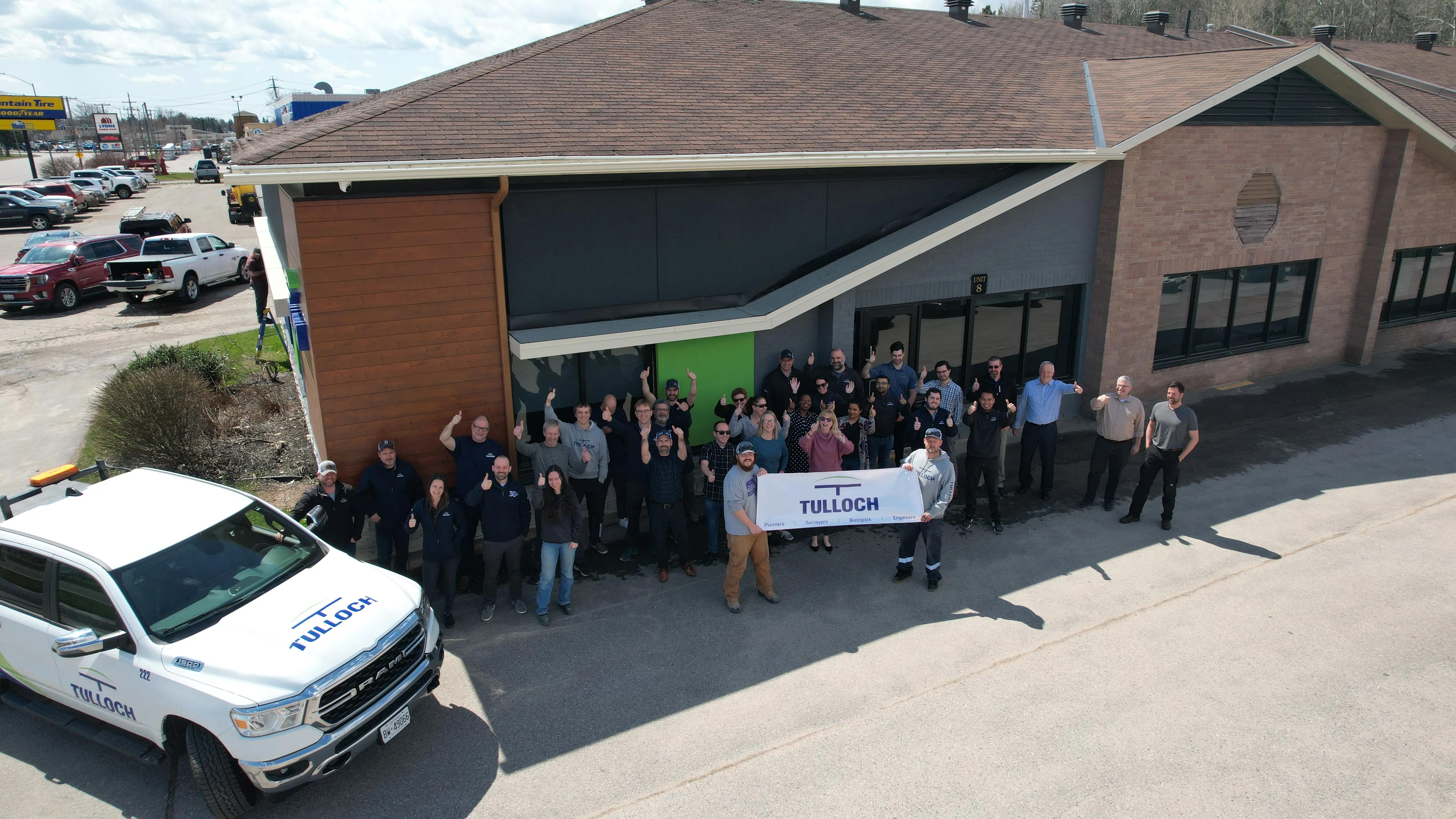 TULLOCH team gathered outside the Sault Ste. Marie office.