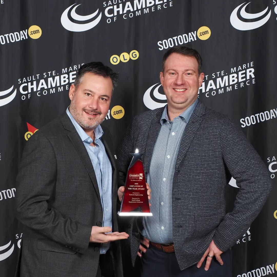 Accepting award as Sault Ste. Marie's Best Employer.