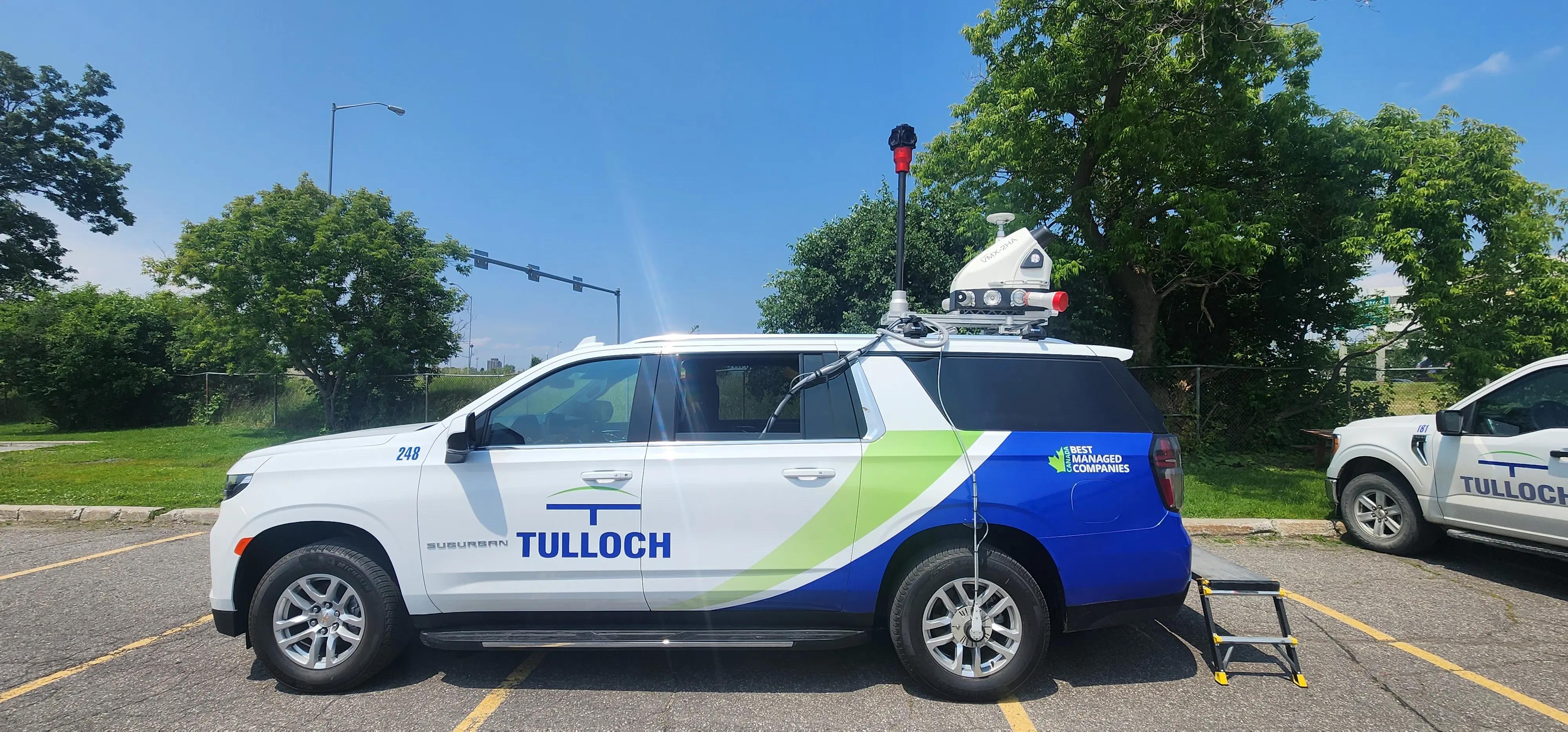 TULLOCH mobile mapping truck equipped with a LiDAR scanner.