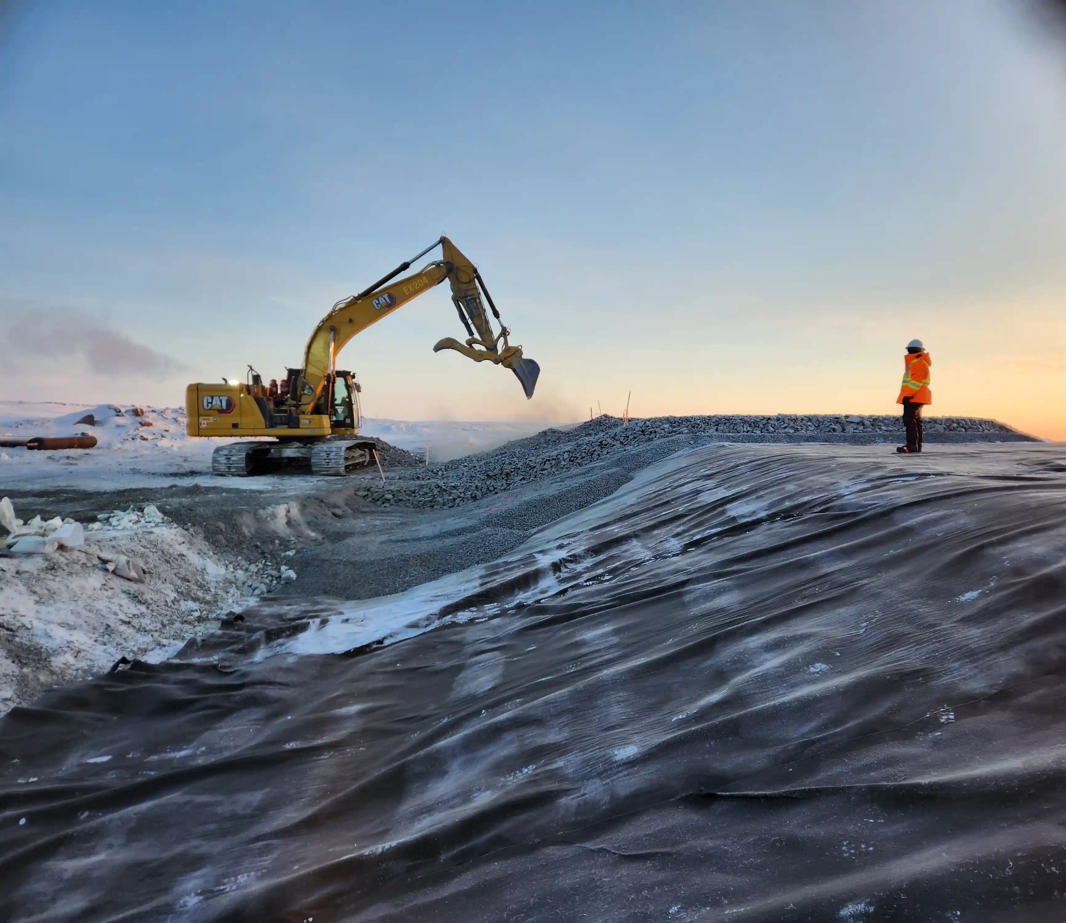 Heavy equipment completing earthworks on the Jansen Potash project.