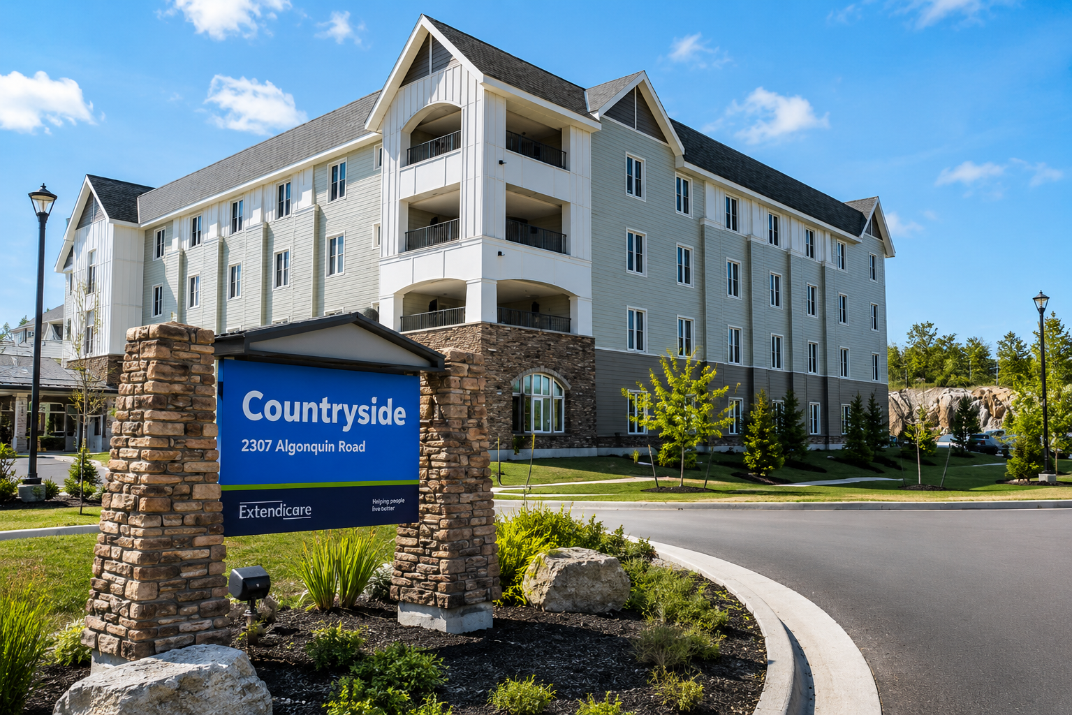 Exterior of the Extendicare Countryside long-term care facility.