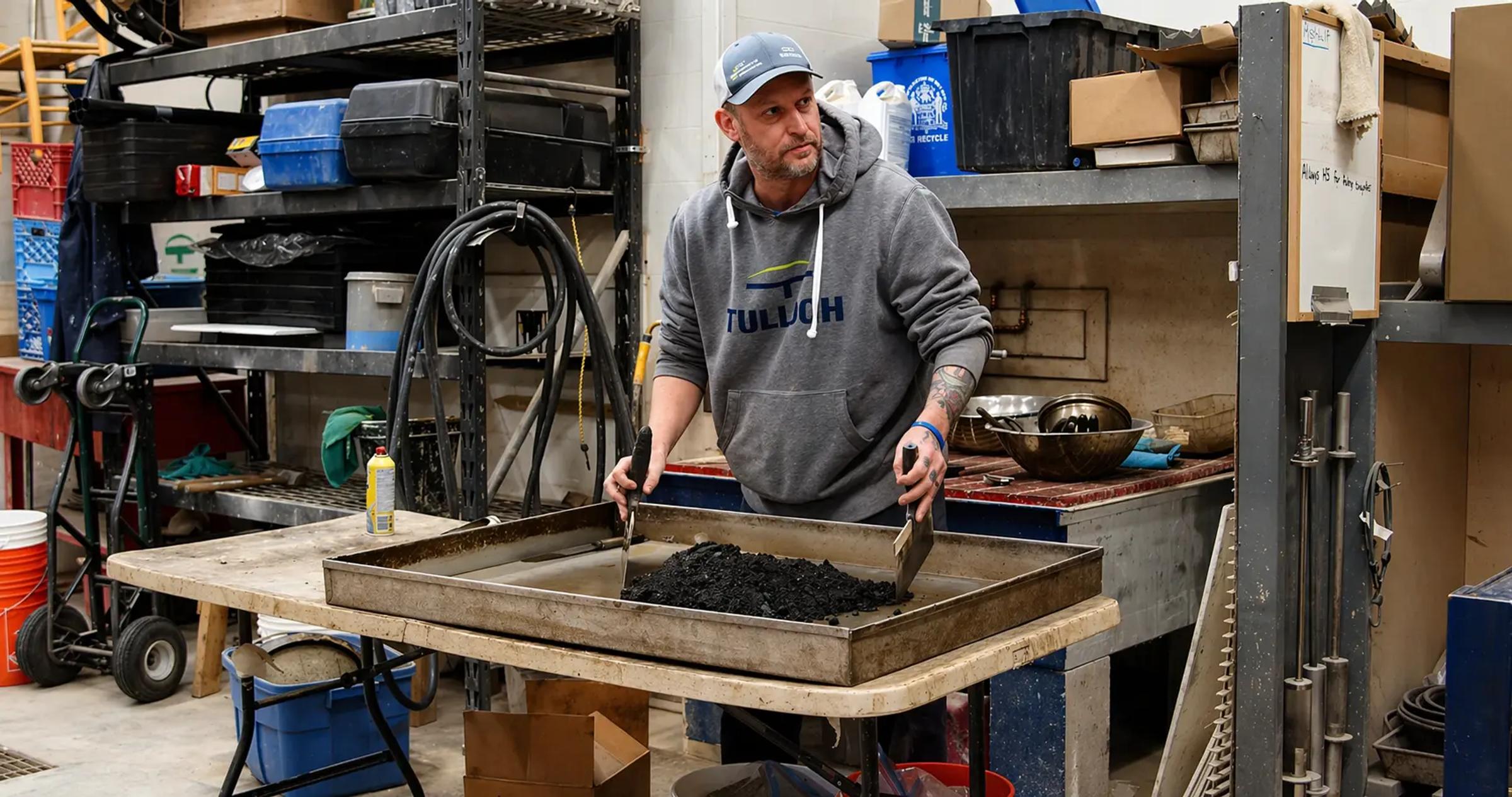 TULLOCH laboratory technician working with materials testing equipment.