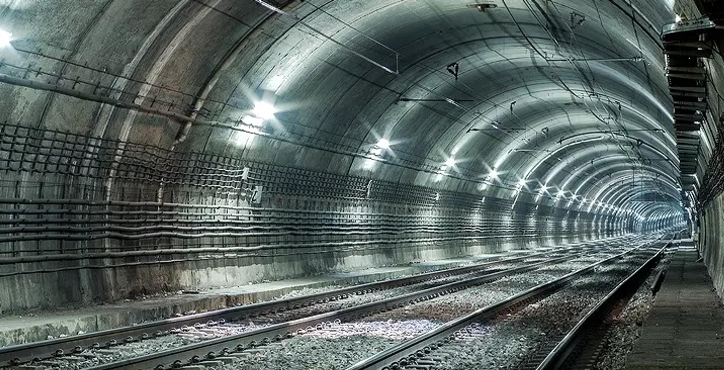Tunnel interior captured for rail surveying and LiDAR mapping.