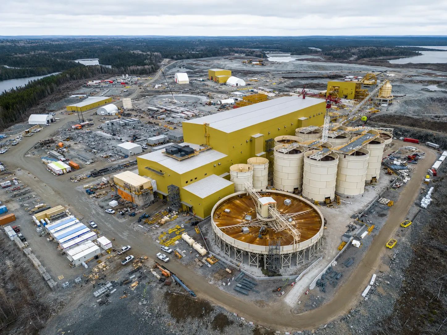 Aerial view of a large industrial processing facility.