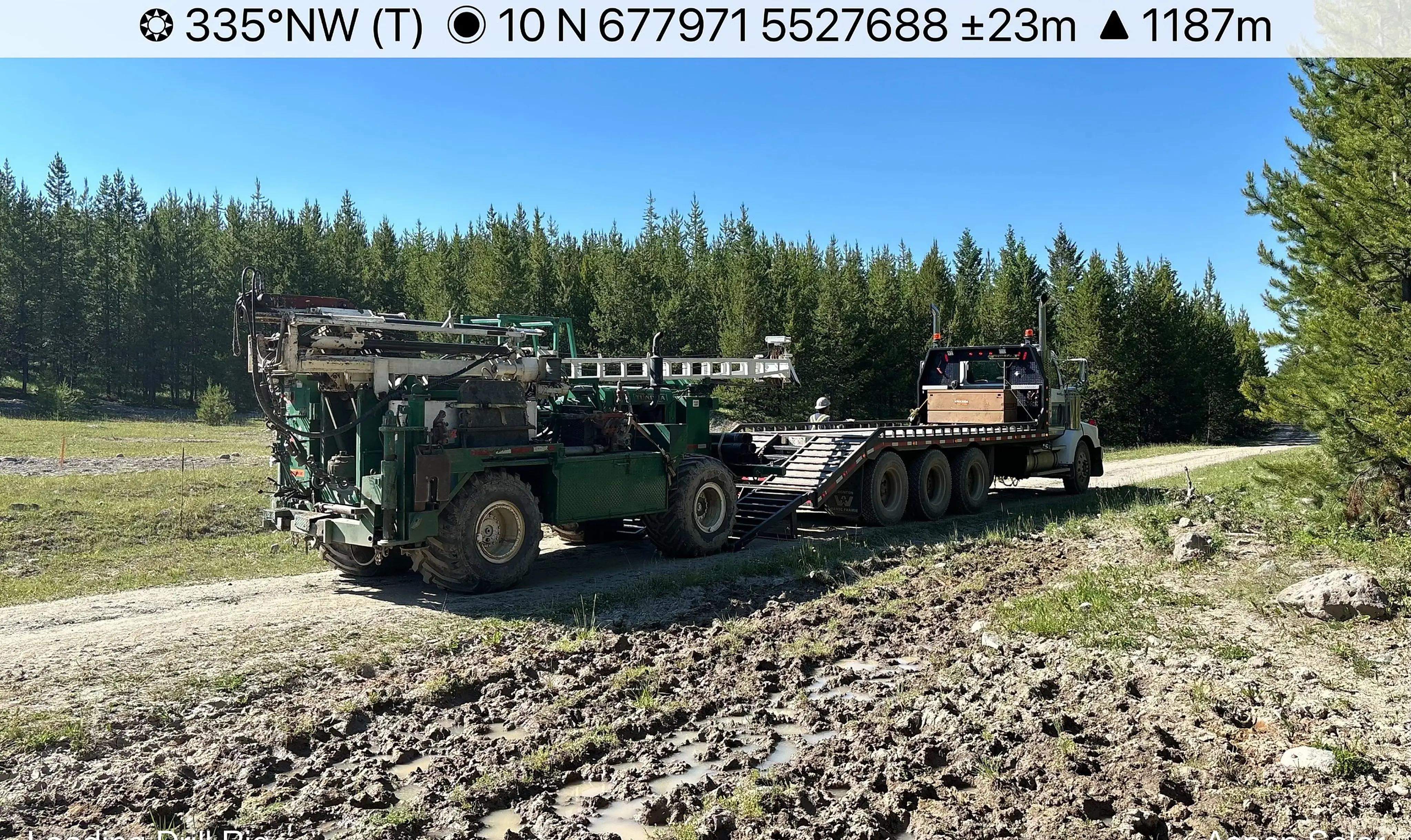 Drilling equipment mobilized to the Aspen Solar project site in British Columbia.