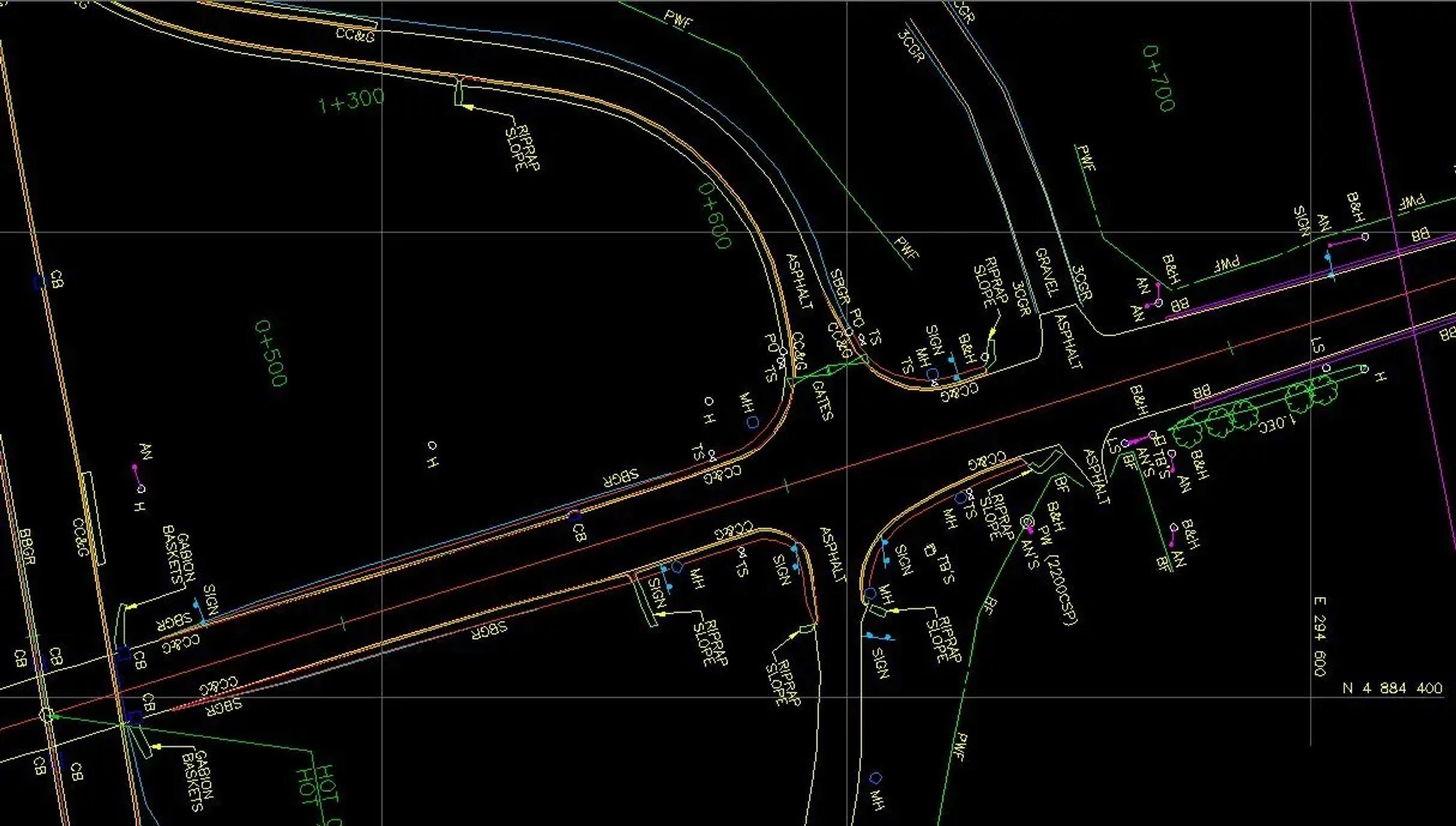 Survey base plan for a Highway 23 transportation project.