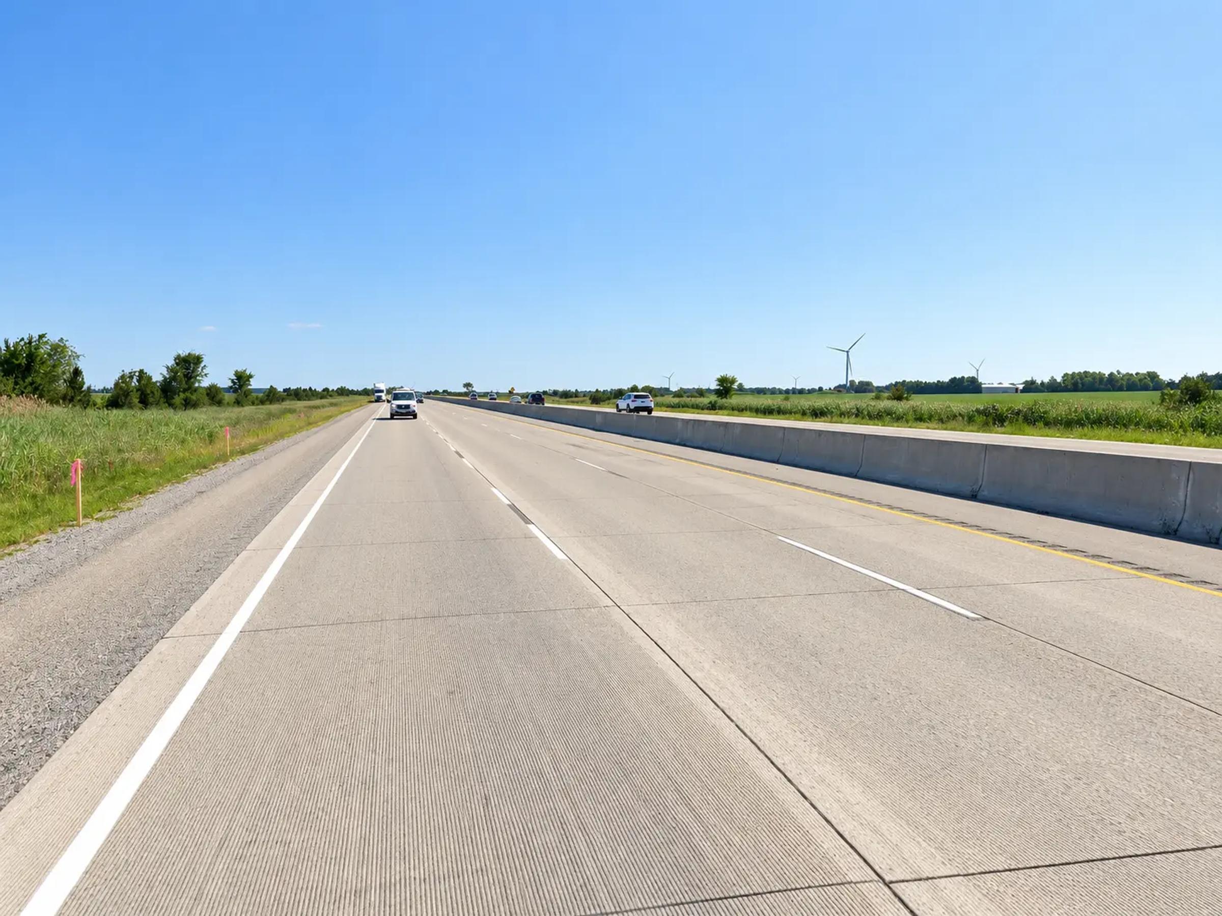 Highway 401 corridor between Tilbury and London, Ontario.