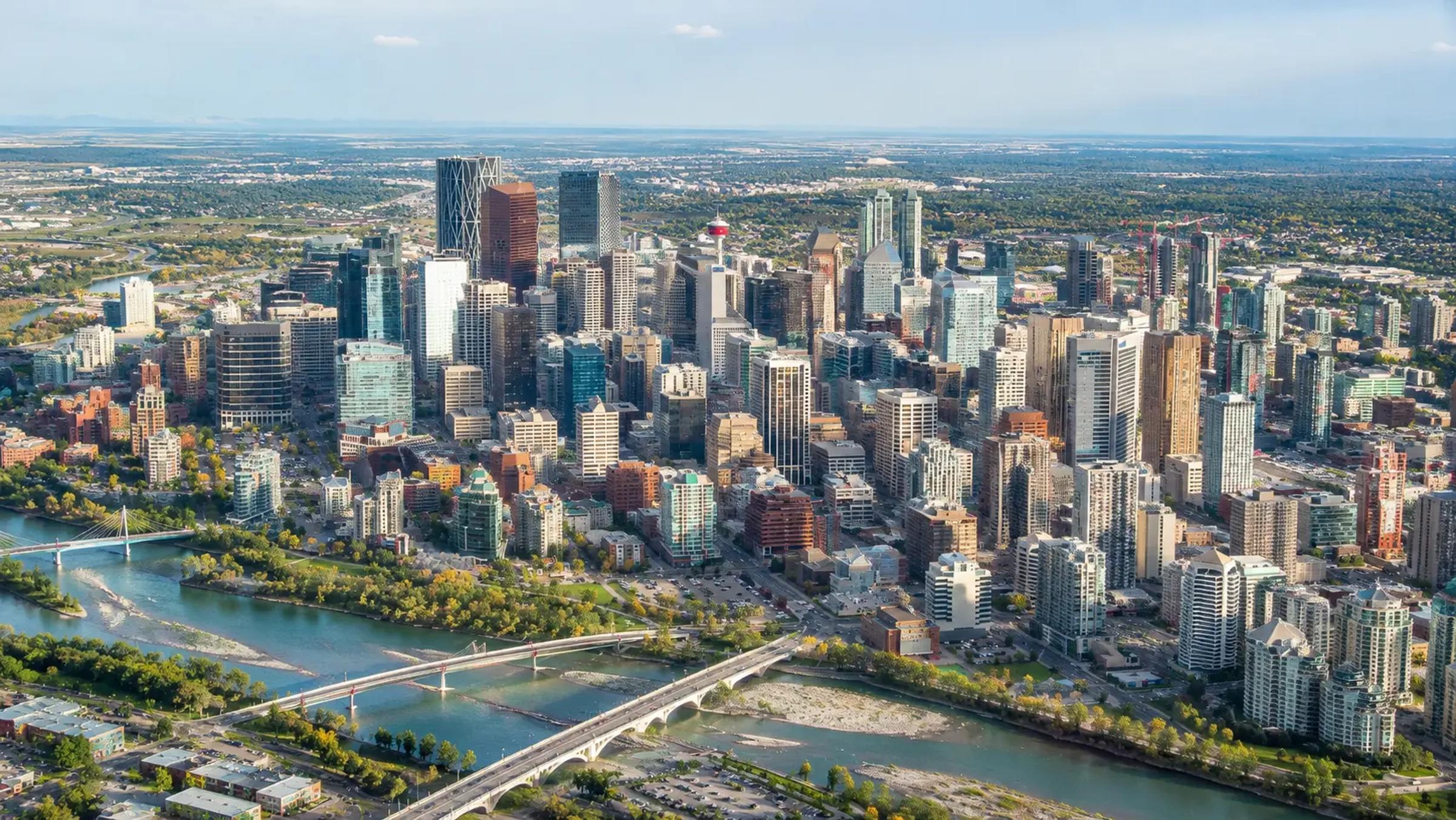 Aerial view of Calgary, Alberta.