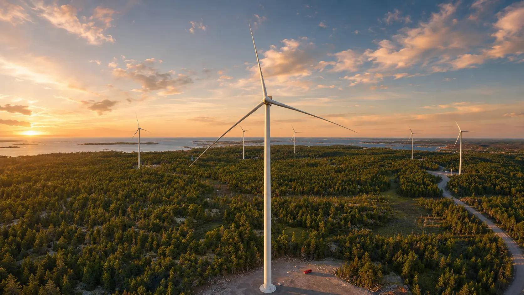 Wind turbines at the Henvey Inlet Wind project.