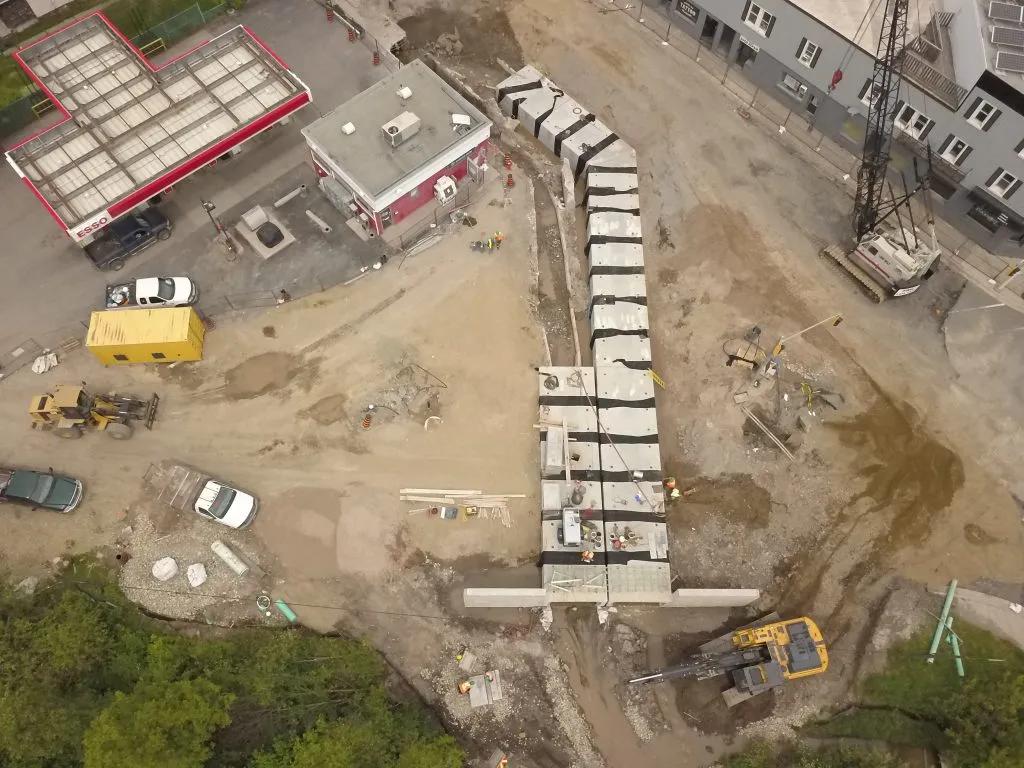 Aerial view of aqueduct construction in Sault Ste. Marie.