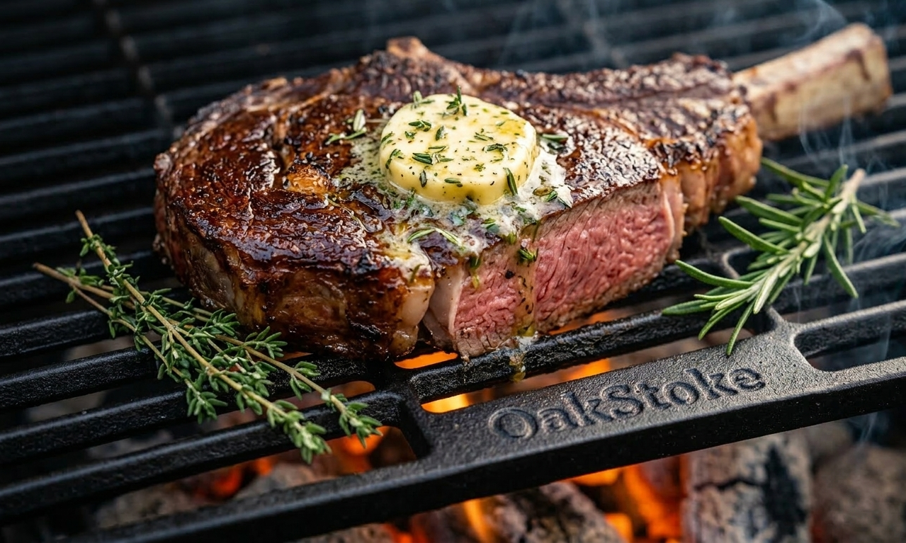 Reverse Sear Ribeye + Herb Butter