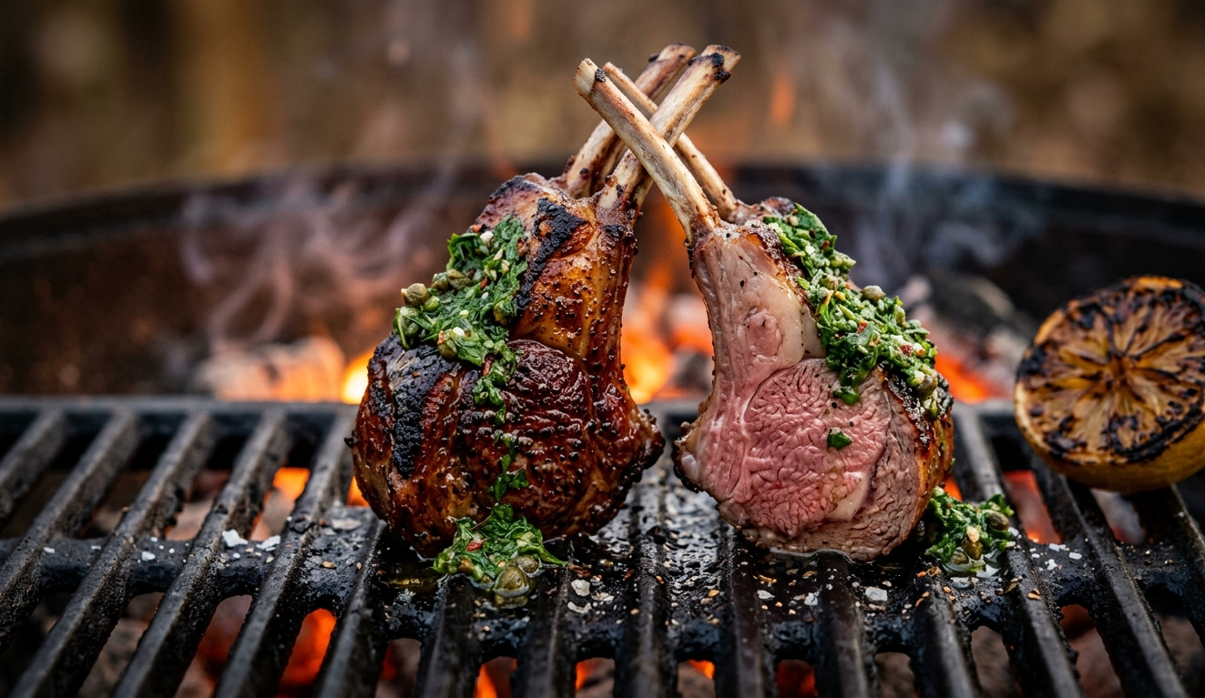 Grilled Lamb Chops with Mint Salsa Verde