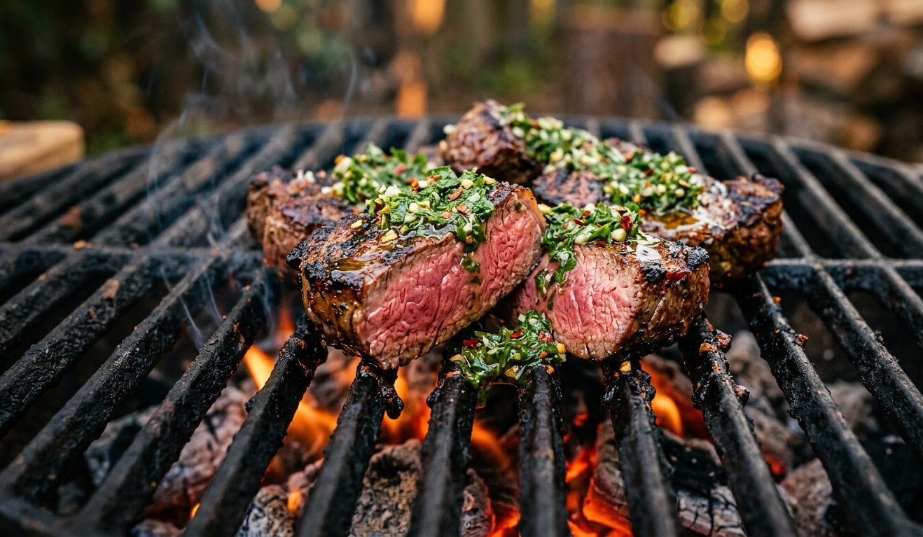 Oak-Char Steak Tips + Chimichurri