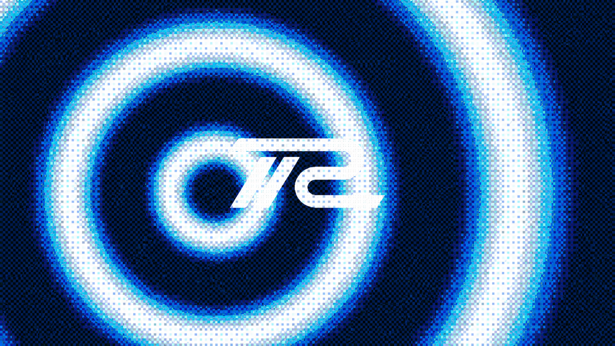 rTracer logo on concentric blue and white halftone rings