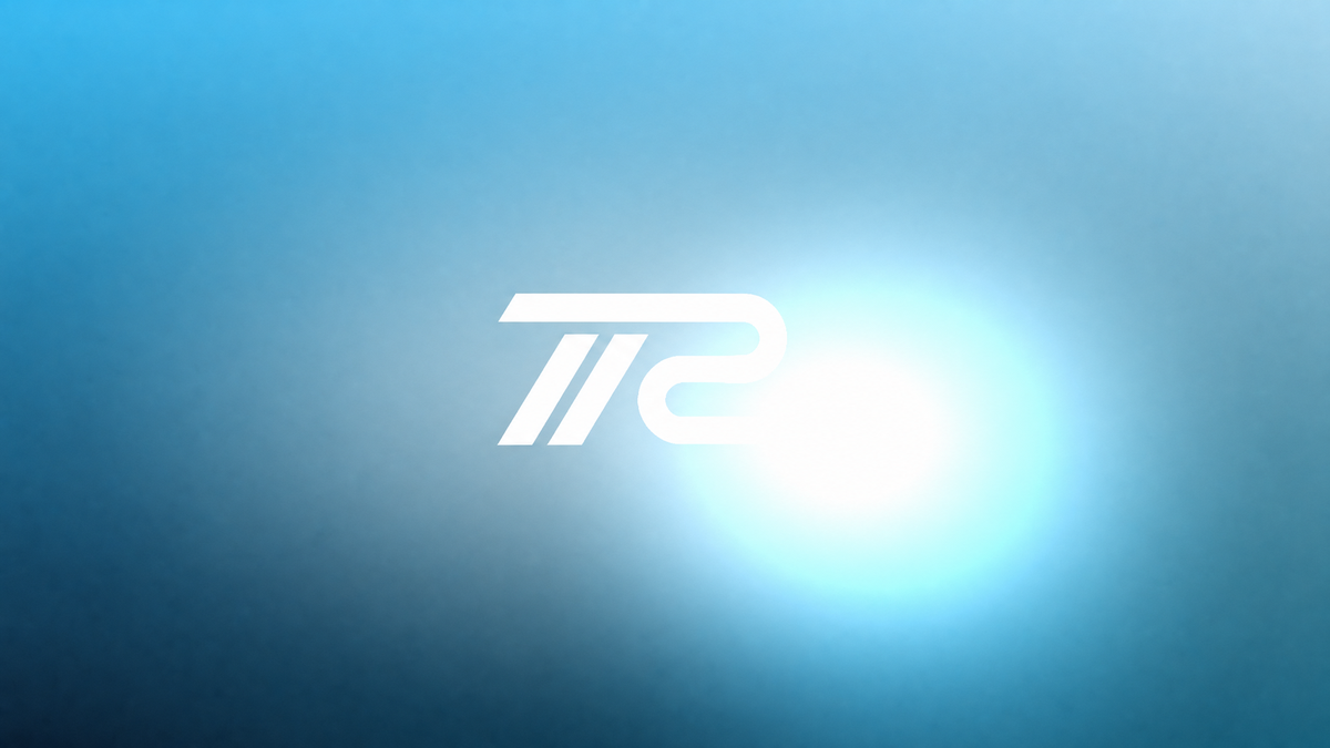 rTracer logo on a blue field with a bright cyan glow behind it