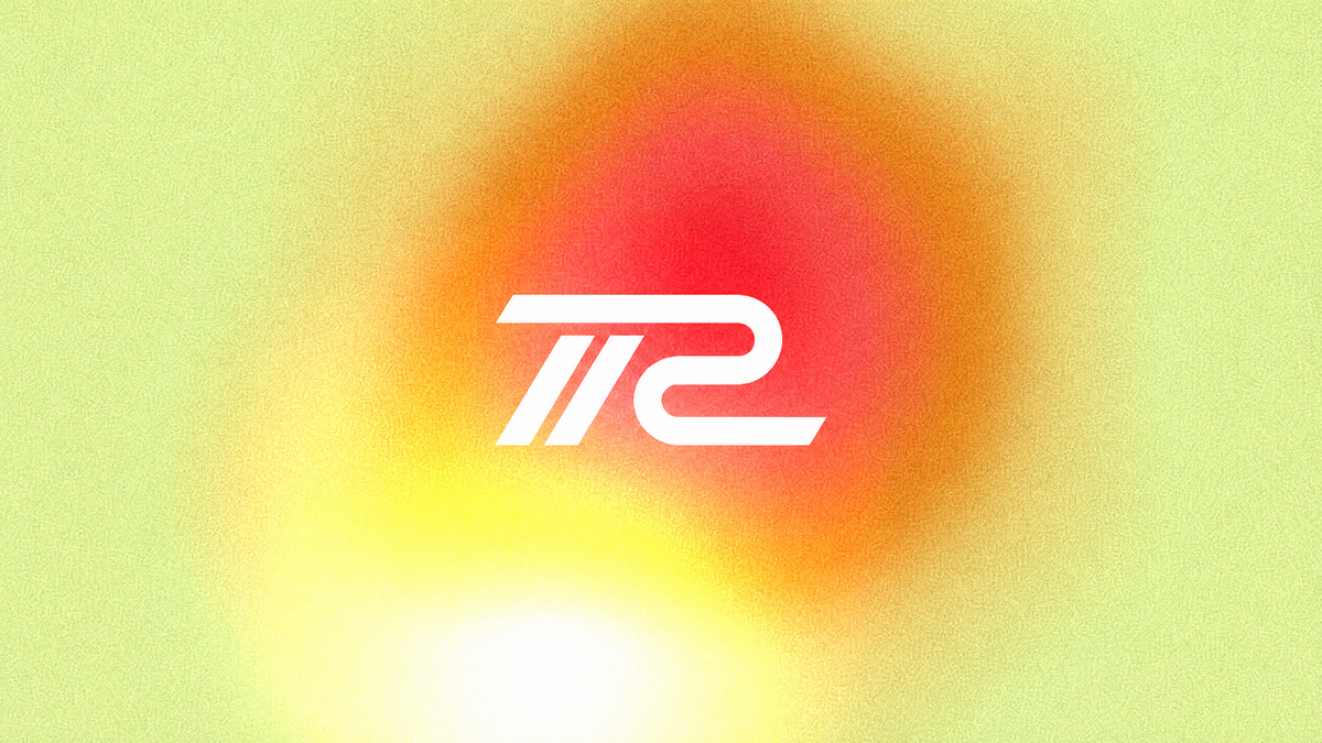 rTracer logo over a red and yellow bloom on a pale green field