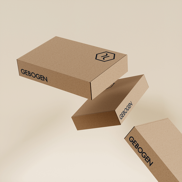 Floating 3D model of a brown custom eco mailer box.
