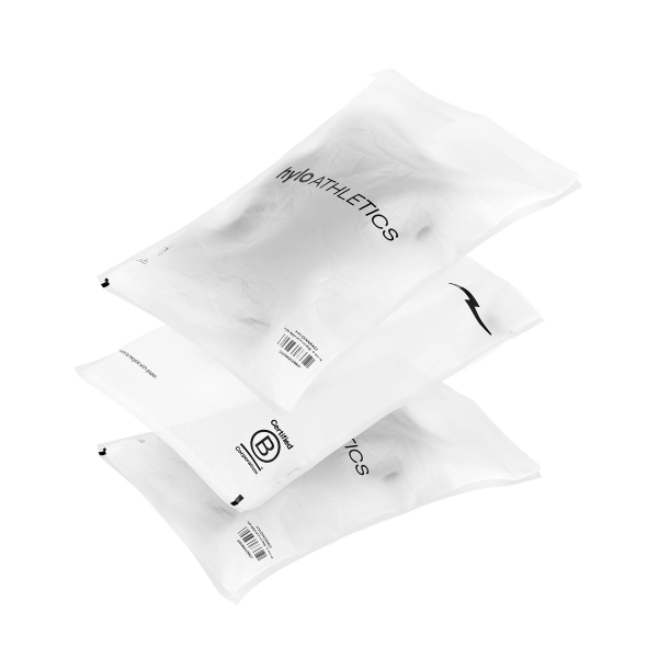 3D render of translucent glassine bags with custom branding.