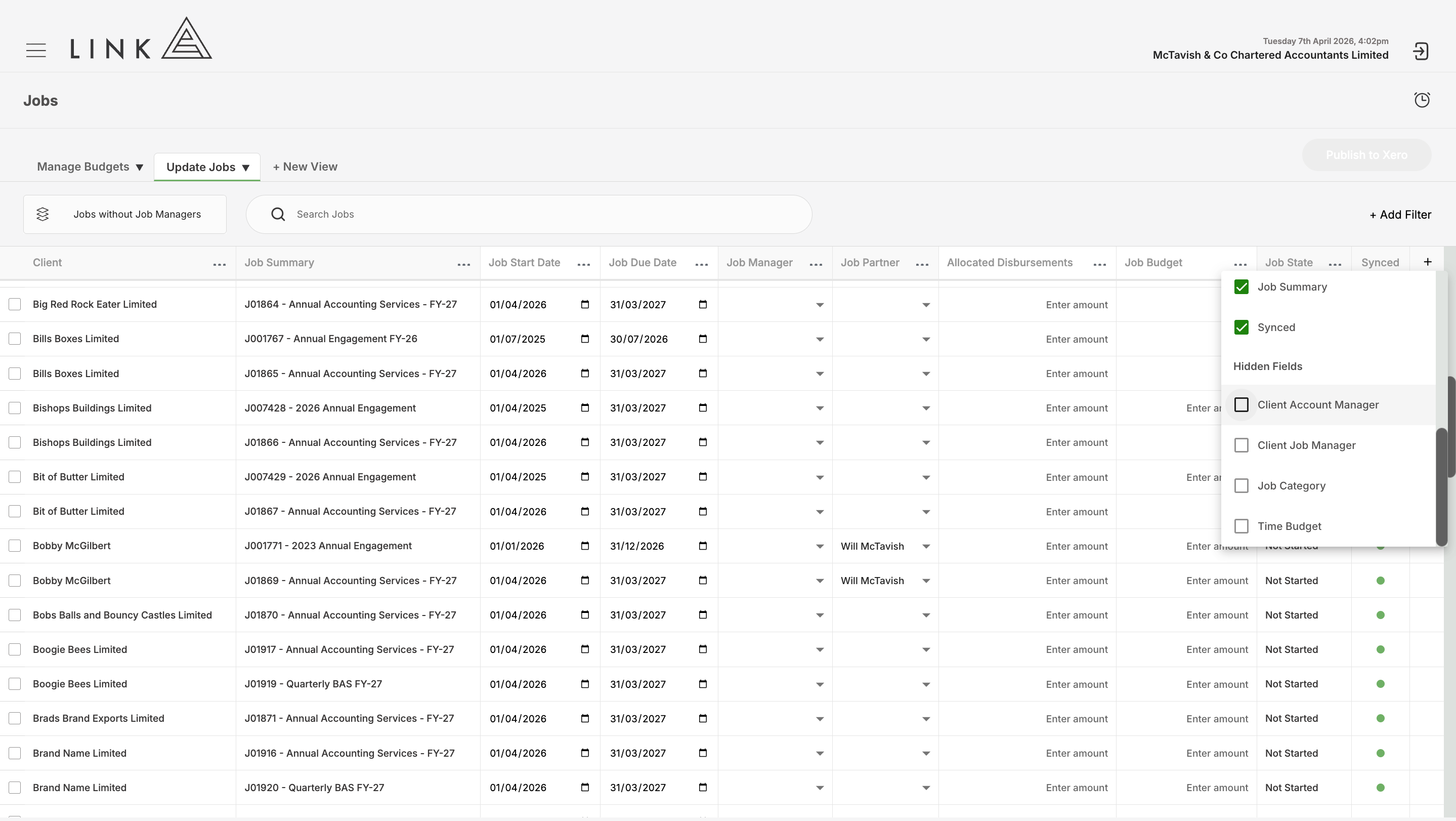 Add hidden fields Client Job Manager and Client Account Manager (Partner)