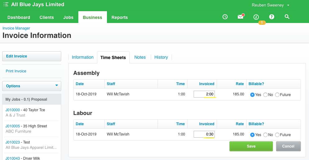 1. Write Off at time of invoicing