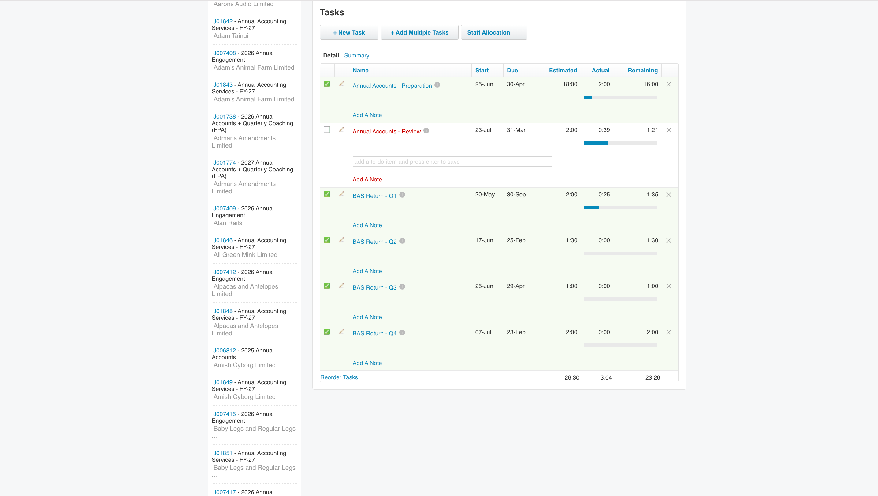 Completed task in Xero