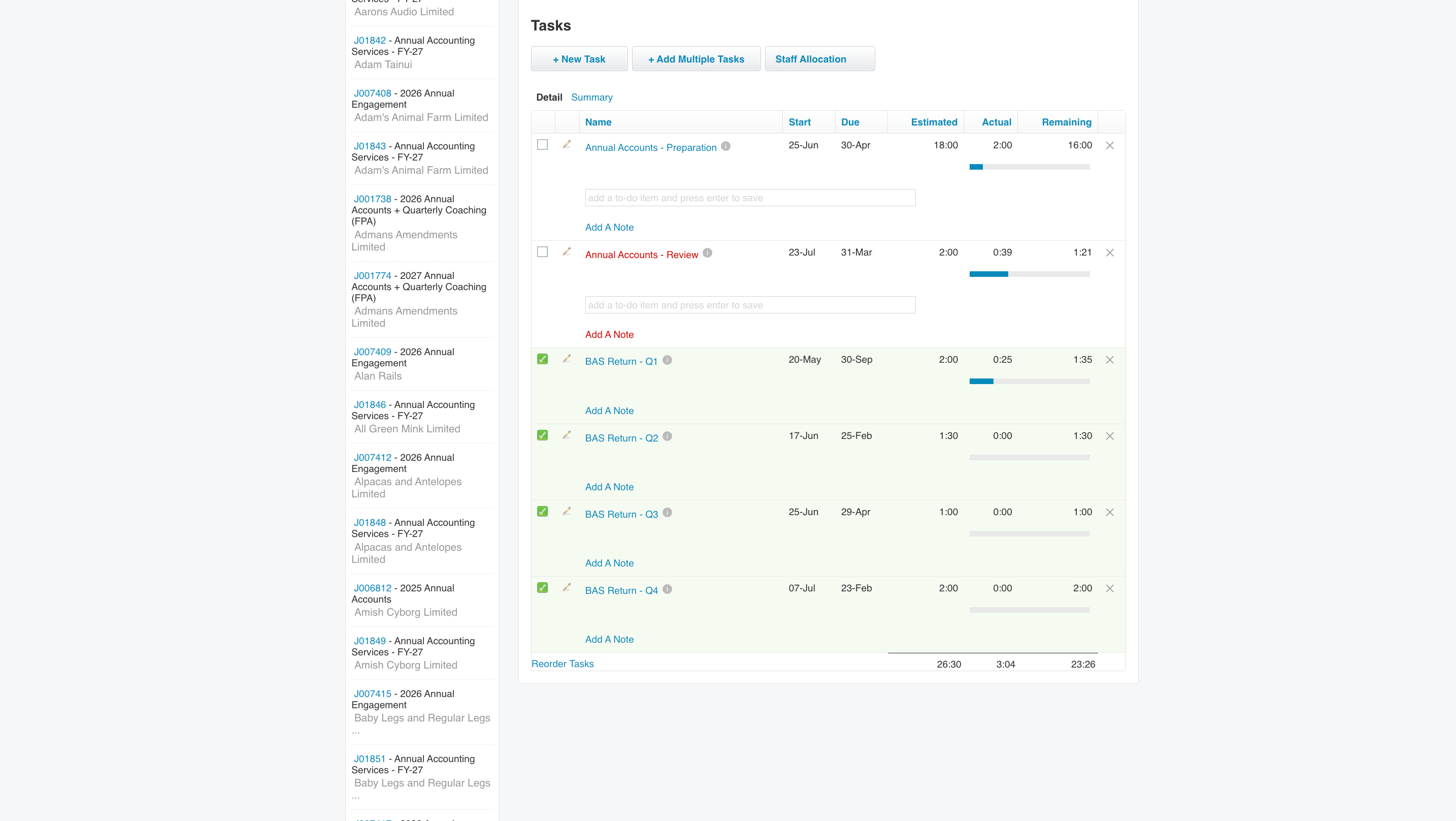 The related tasks estimated times and due dates have been updated