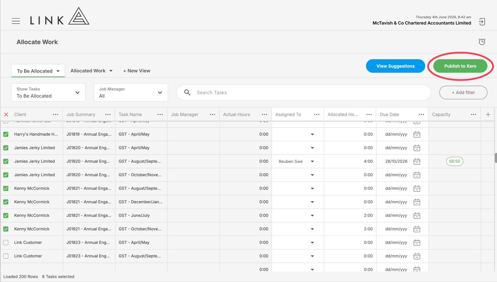 Publish to Xero