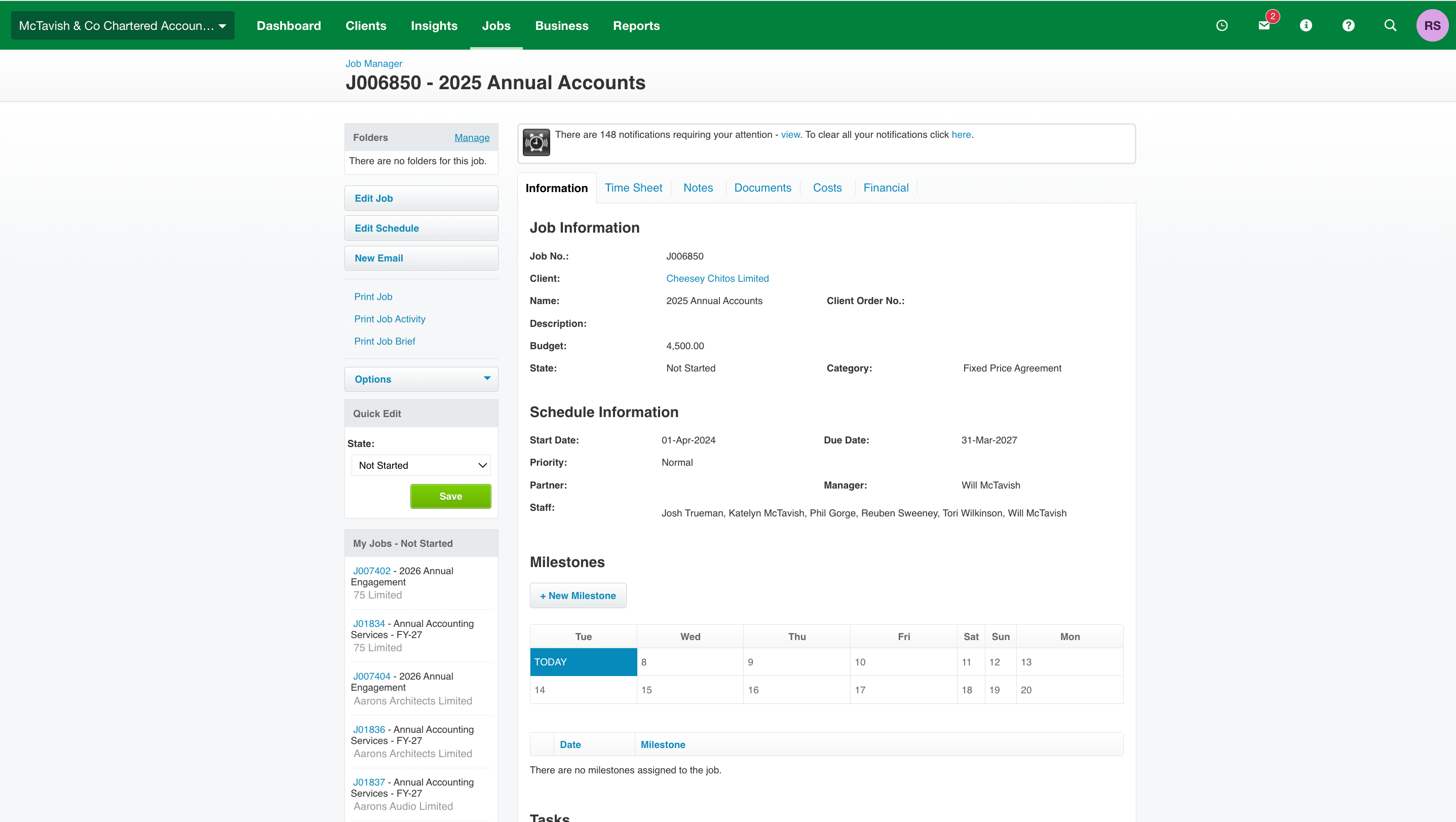Single click through to the Xero Practice Manager job
