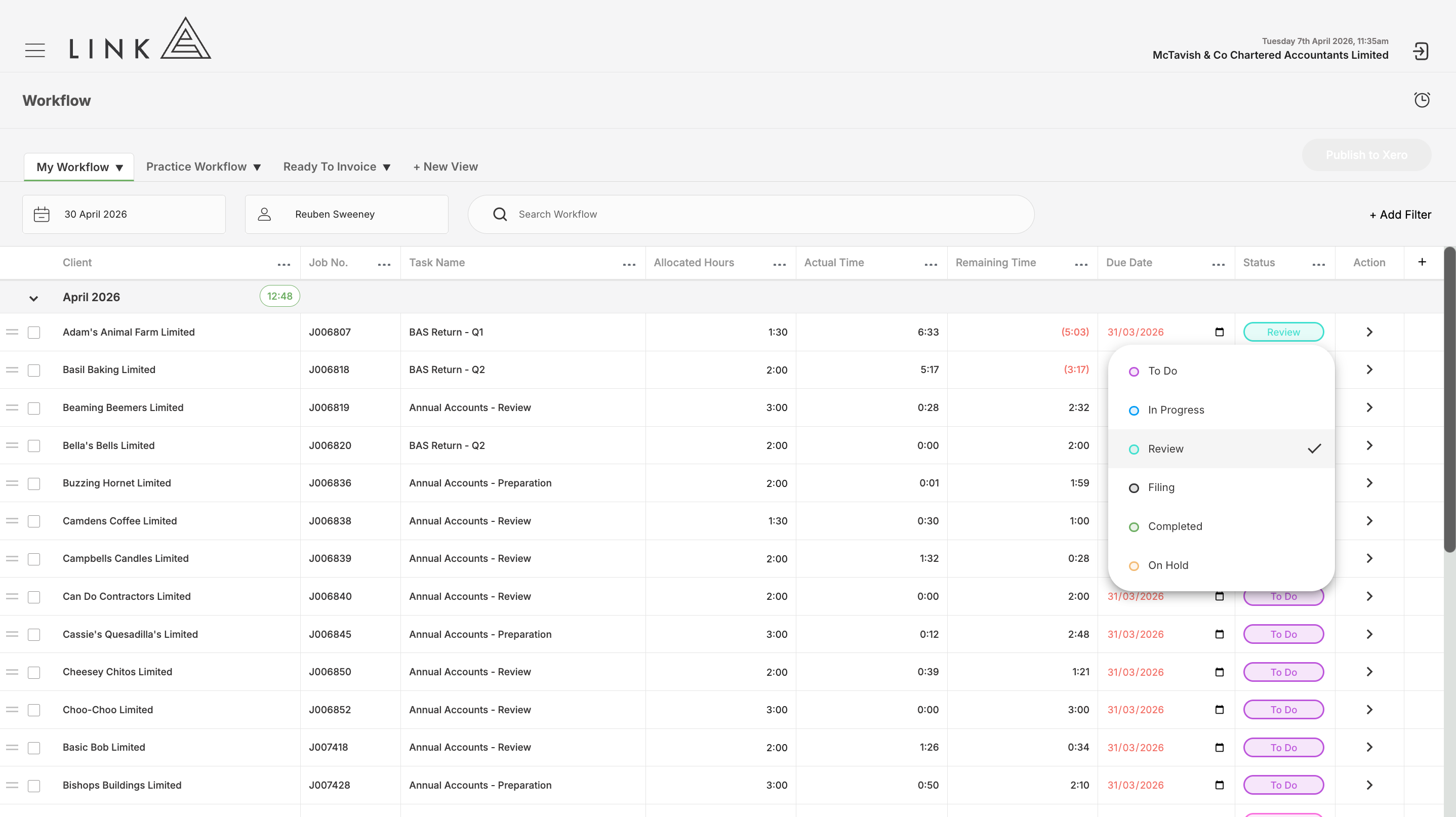 BAS returns have a custom workflow sequence