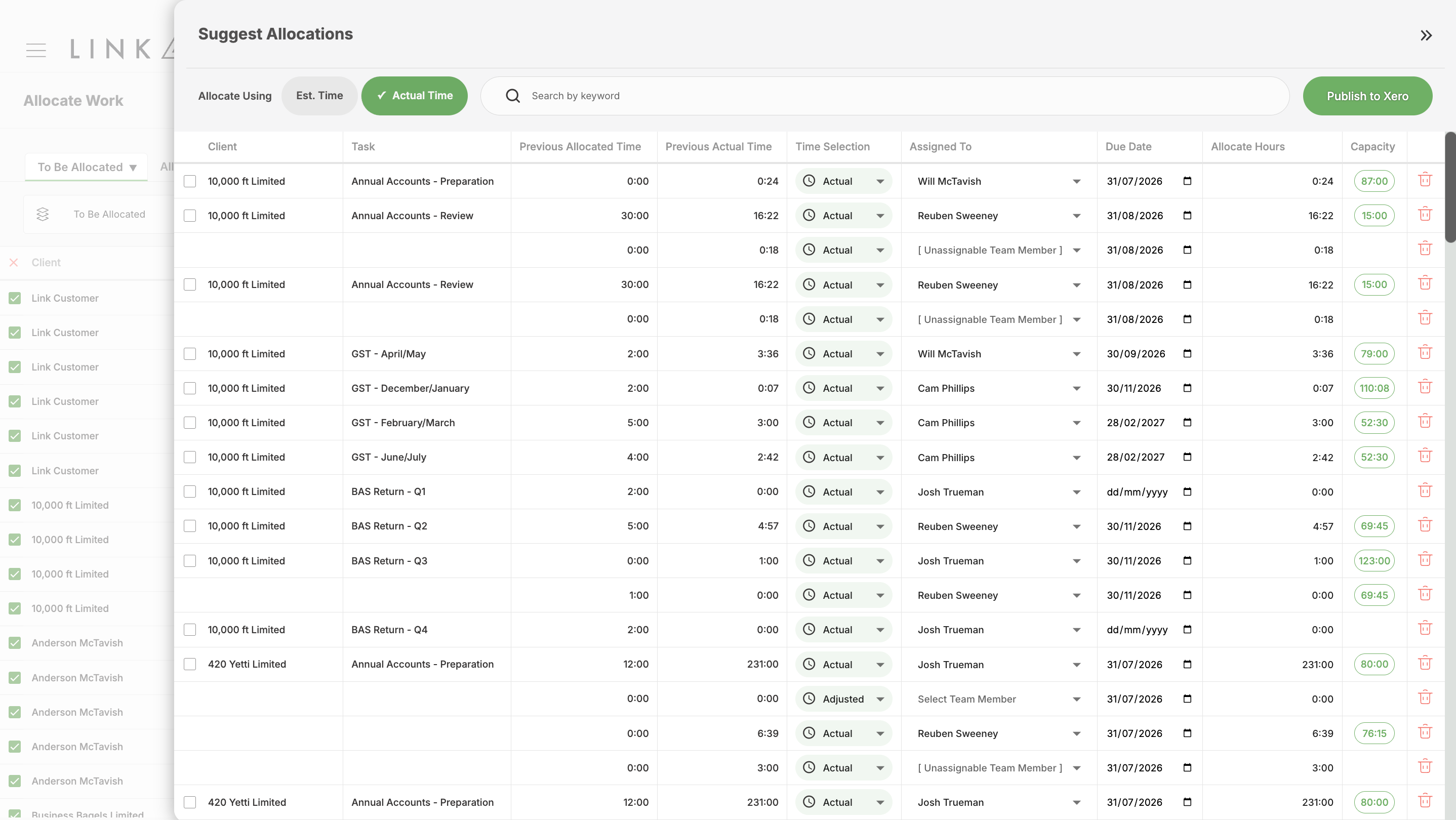 Suggest Allocation drawer opens with suggestions