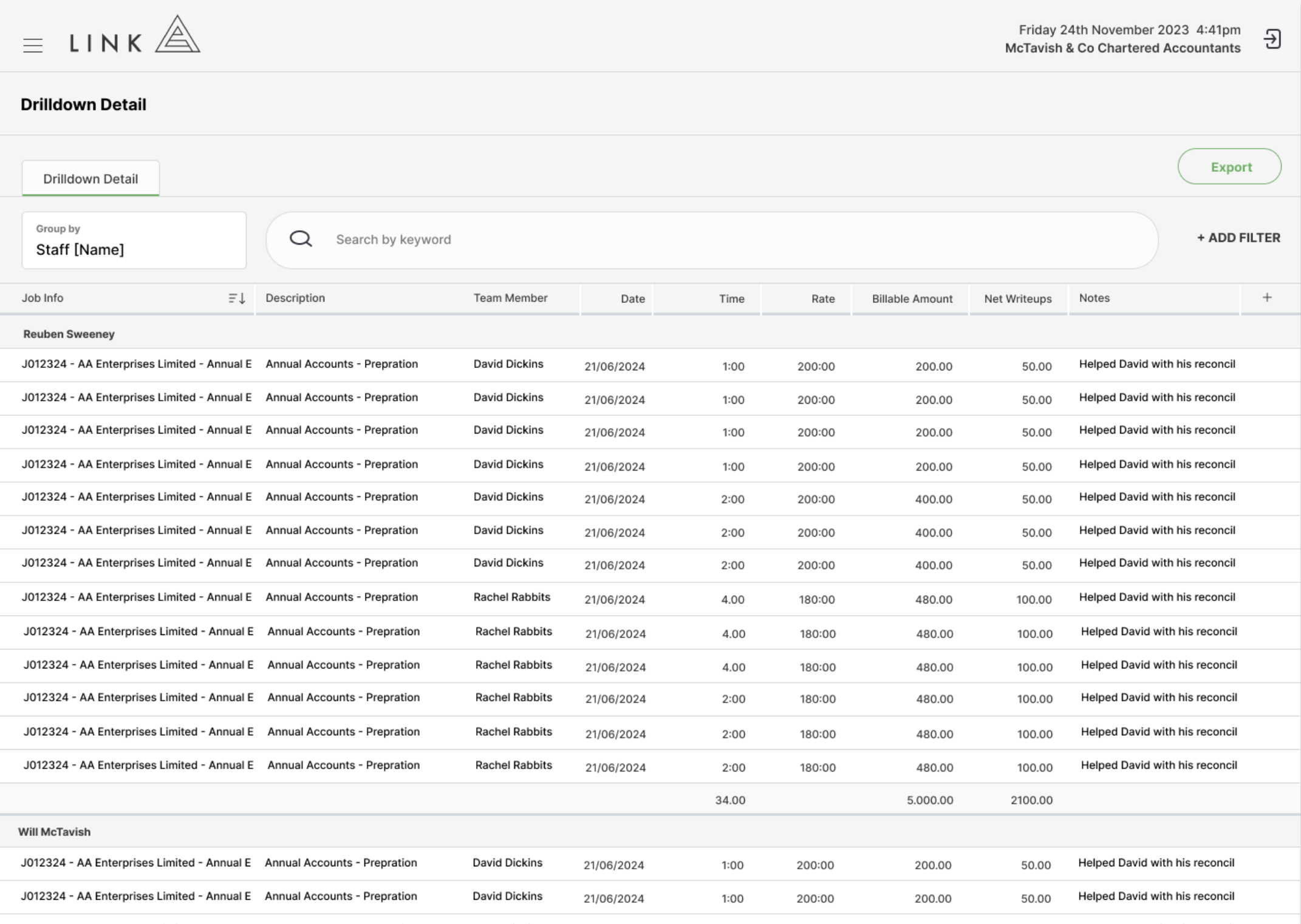 Schedule in-browser drill-down